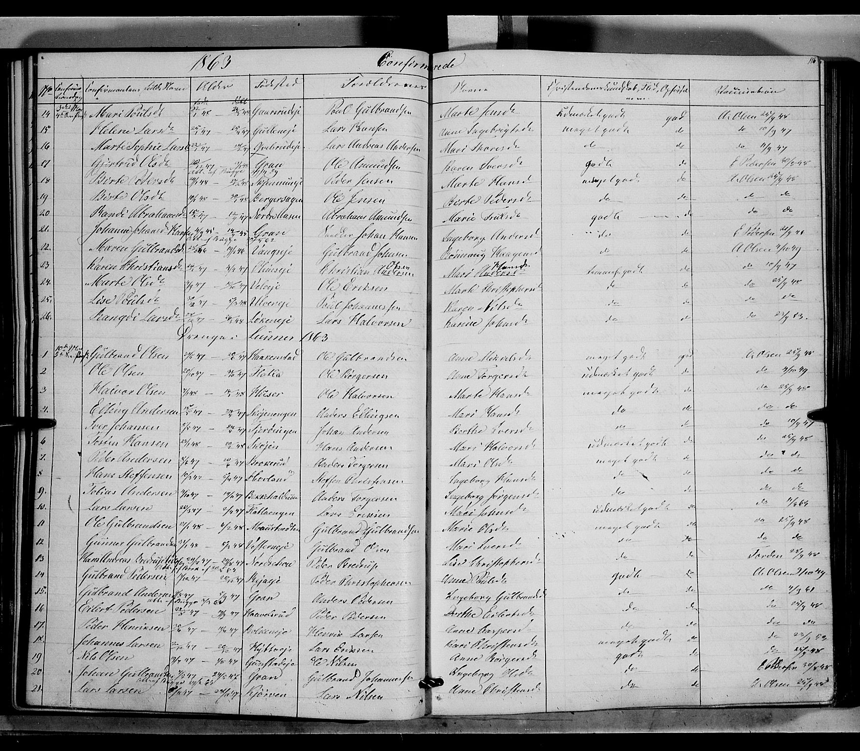 Jevnaker prestekontor, SAH/PREST-116/H/Ha/Haa/L0007: Parish register (official) no. 7, 1858-1876, p. 116