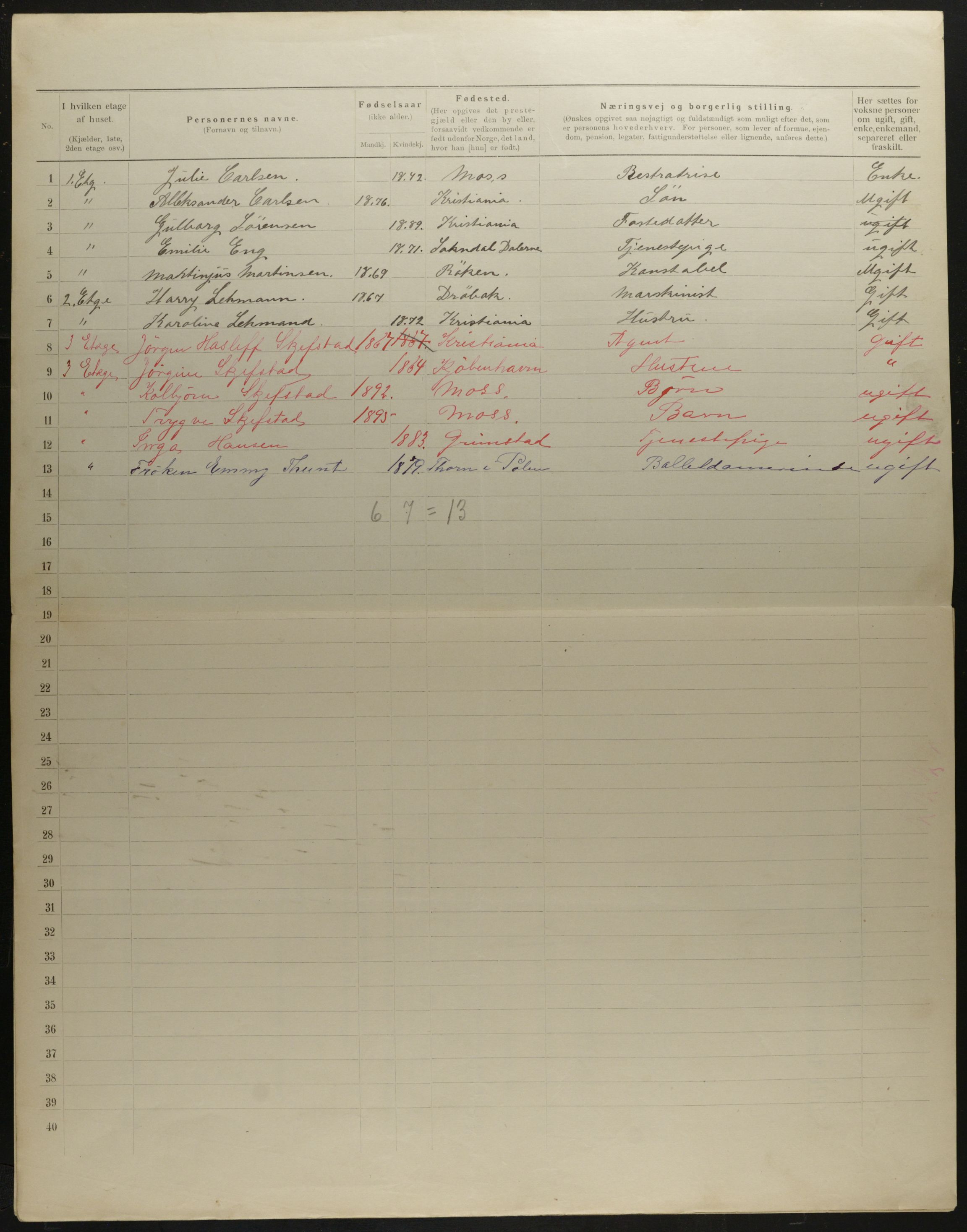 OBA, Municipal Census 1901 for Kristiania, 1901, p. 8067