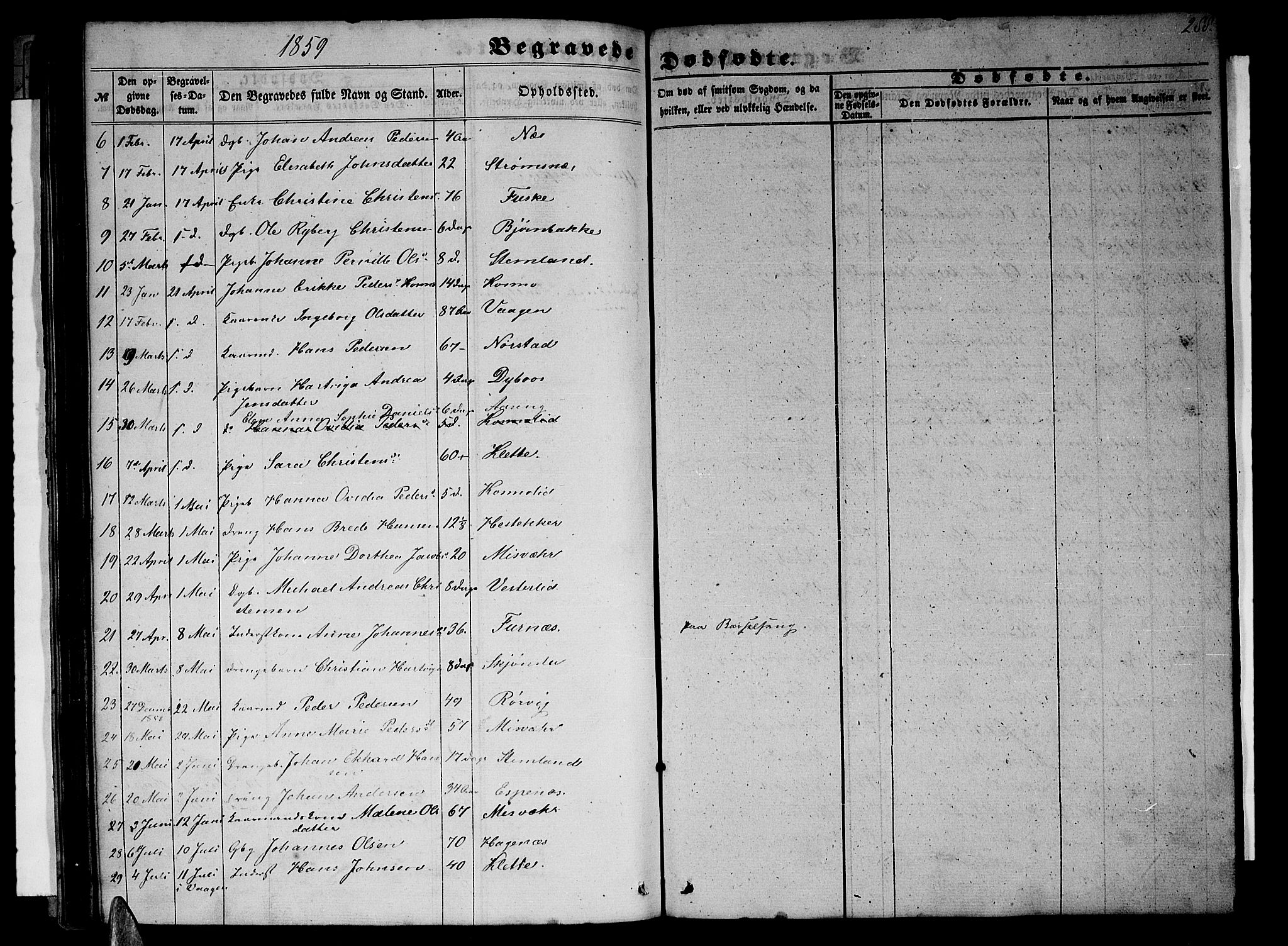 Ministerialprotokoller, klokkerbøker og fødselsregistre - Nordland, AV/SAT-A-1459/852/L0753: Parish register (copy) no. 852C04, 1856-1877, p. 288