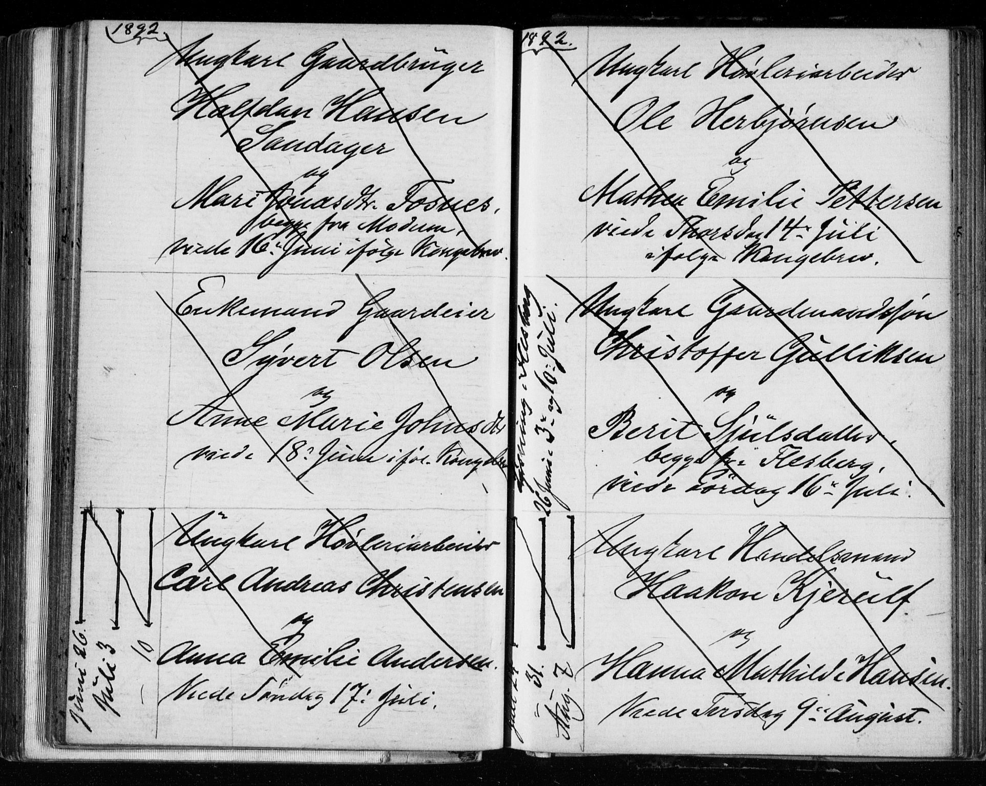 Bragernes kirkebøker, AV/SAKO-A-6/H/Ha/L0006: Banns register no. 6, 1873-1896
