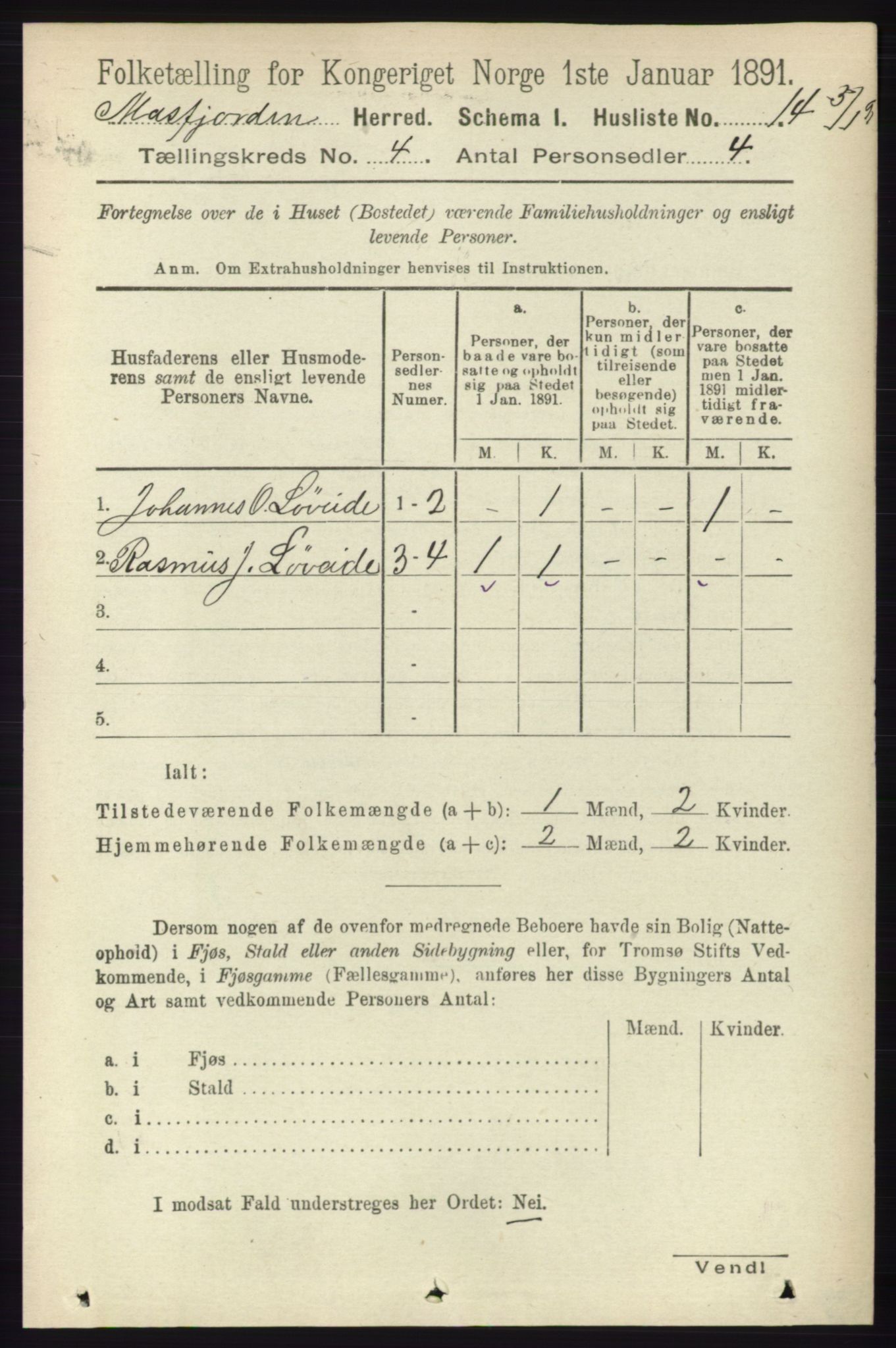 RA, 1891 census for 1266 Masfjorden, 1891, p. 736