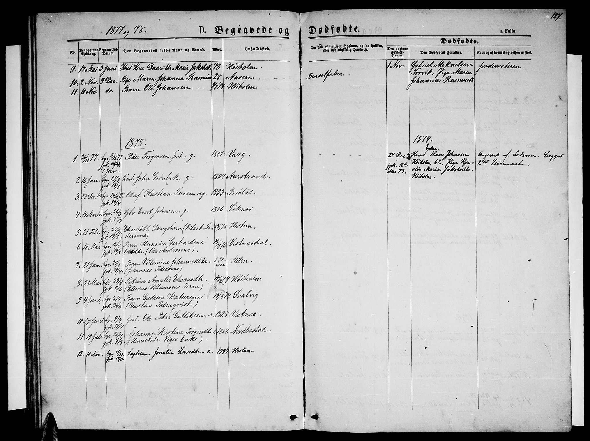 Ministerialprotokoller, klokkerbøker og fødselsregistre - Nordland, AV/SAT-A-1459/819/L0276: Parish register (copy) no. 819C02, 1869-1887, p. 127