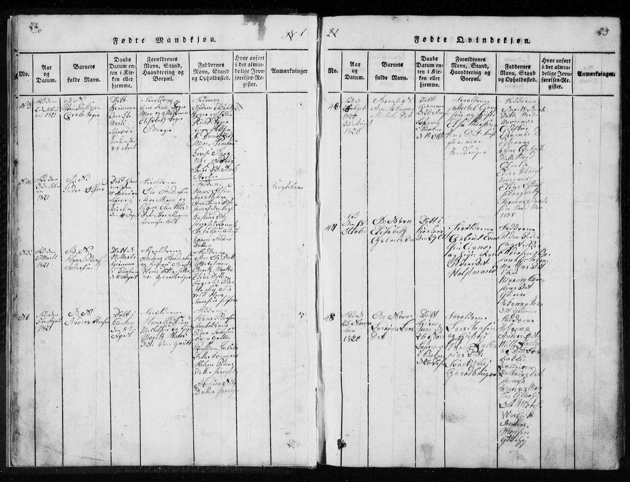 Ministerialprotokoller, klokkerbøker og fødselsregistre - Nordland, AV/SAT-A-1459/827/L0412: Parish register (copy) no. 827C01, 1820-1841, p. 22-23