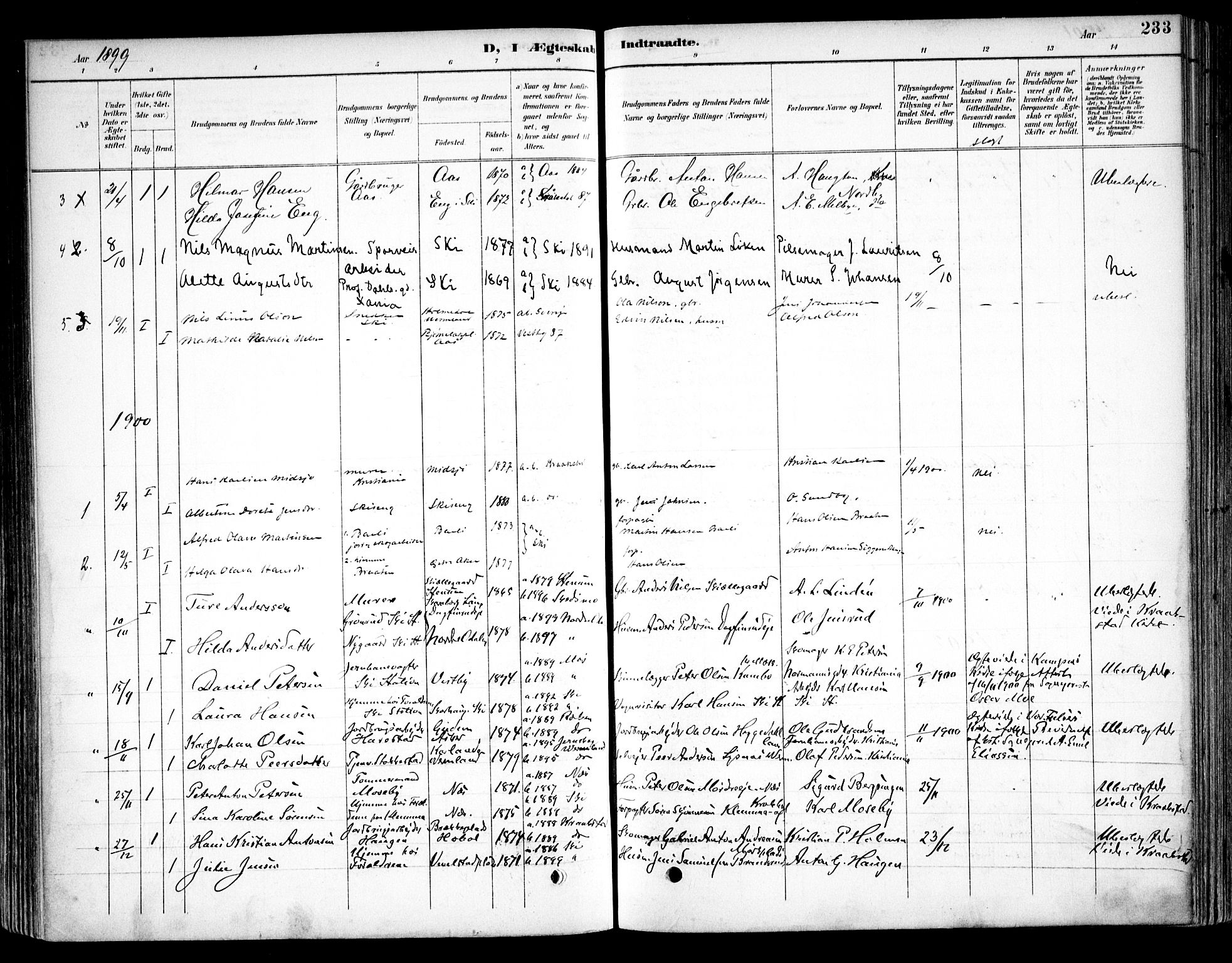 Kråkstad prestekontor Kirkebøker, SAO/A-10125a/F/Fb/L0002: Parish register (official) no. II 2, 1893-1917, p. 233