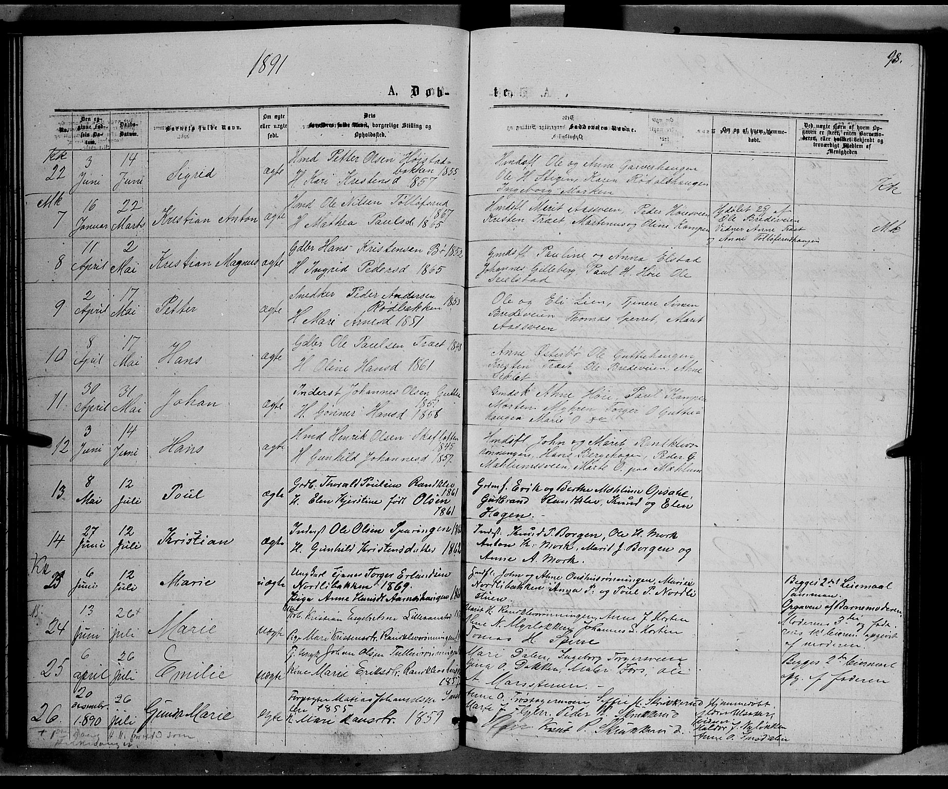 Ringebu prestekontor, AV/SAH-PREST-082/H/Ha/Hab/L0006: Parish register (copy) no. 6, 1880-1898, p. 98