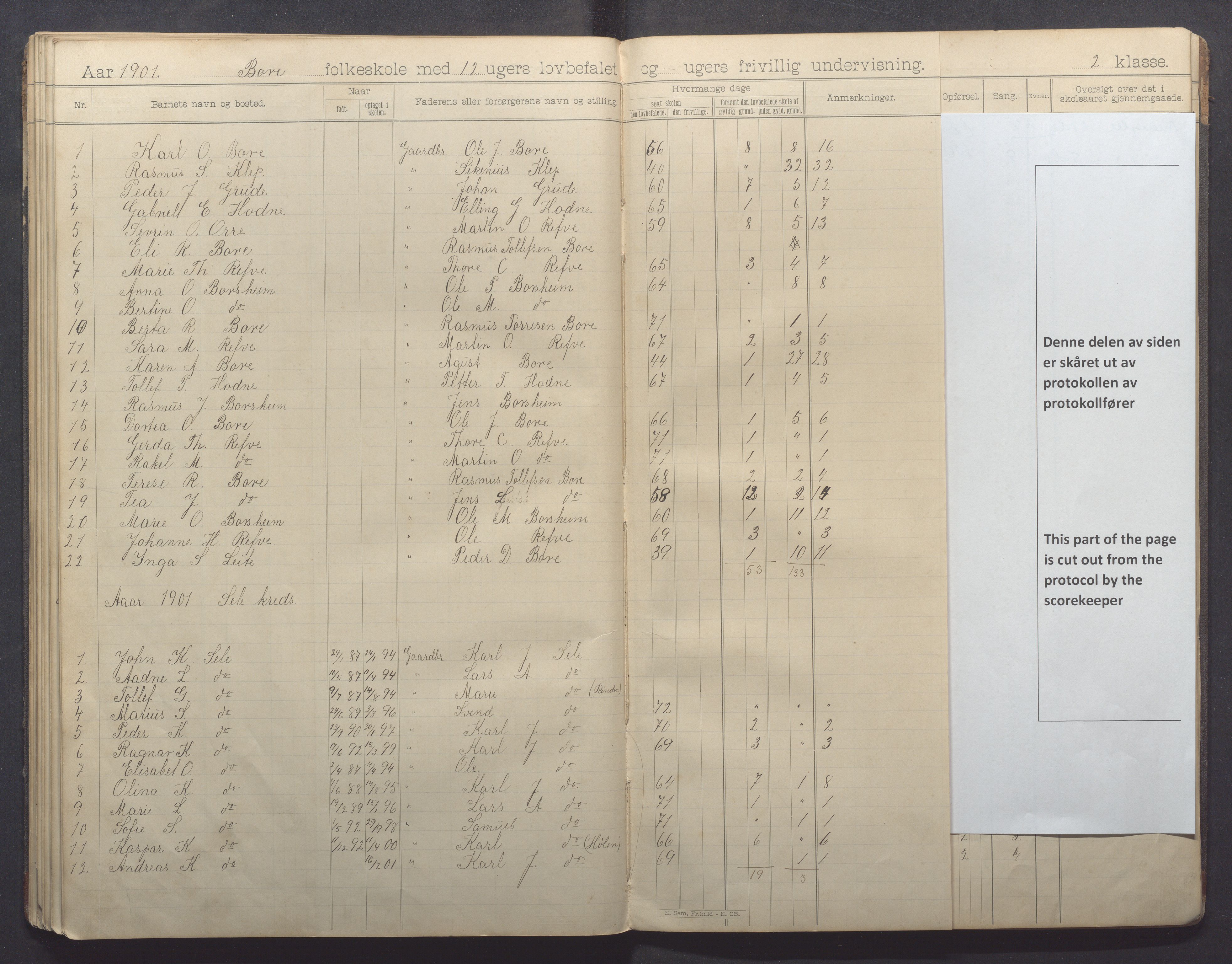 Klepp kommune - Sele skule, IKAR/K-100296/H/L0002: Skoleprotokoll, 1894-1902, p. 43