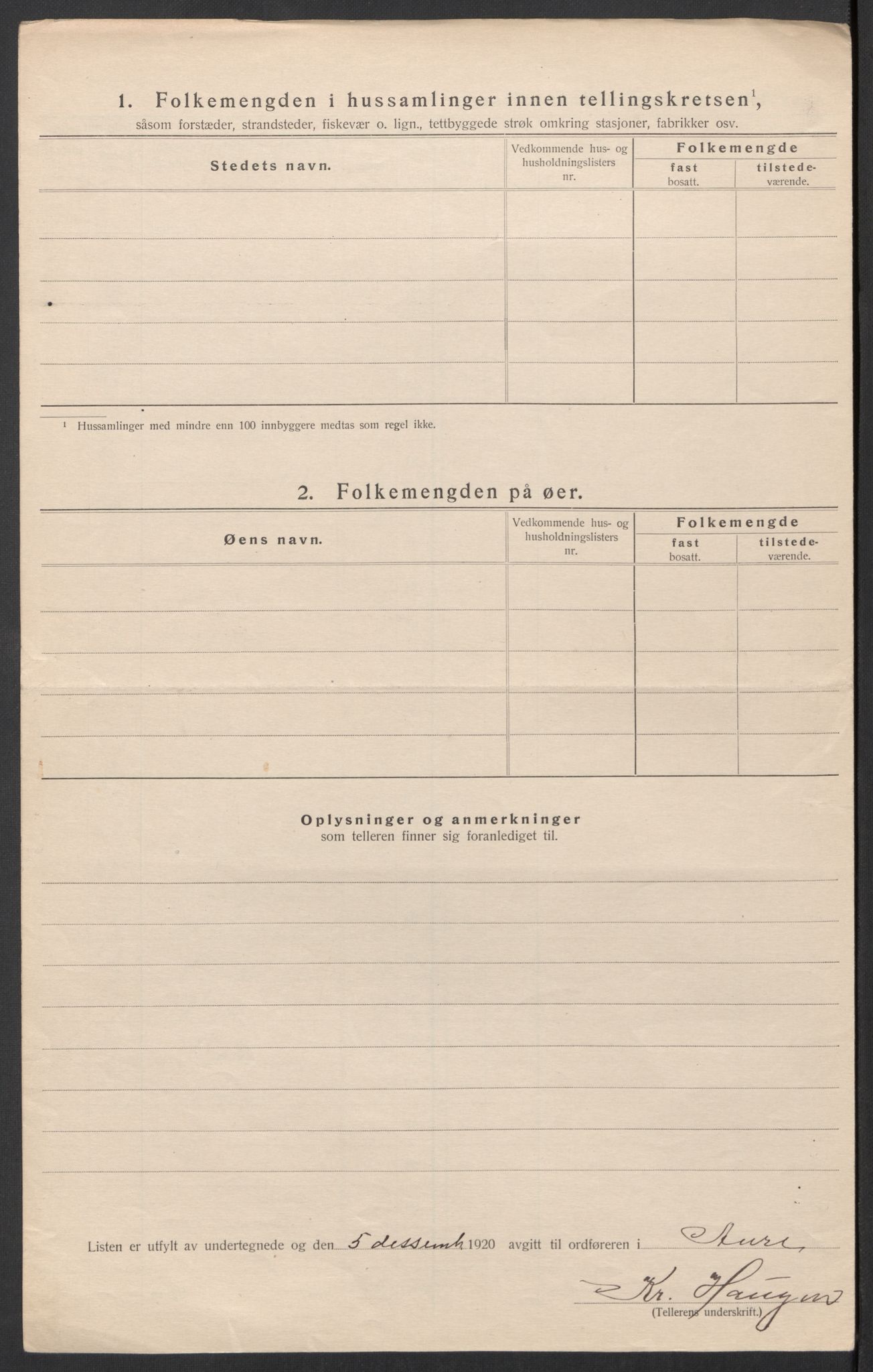 SAT, 1920 census for Aure, 1920, p. 19