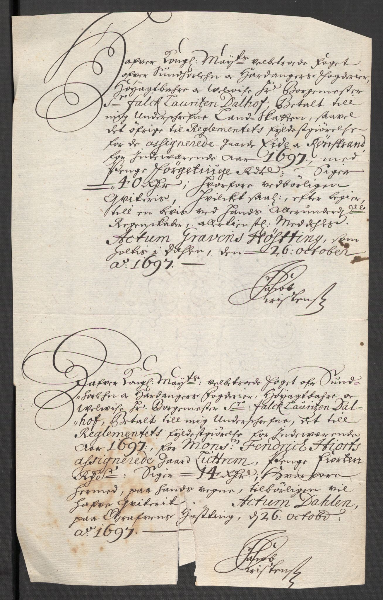 Rentekammeret inntil 1814, Reviderte regnskaper, Fogderegnskap, AV/RA-EA-4092/R48/L2977: Fogderegnskap Sunnhordland og Hardanger, 1697-1698, p. 200