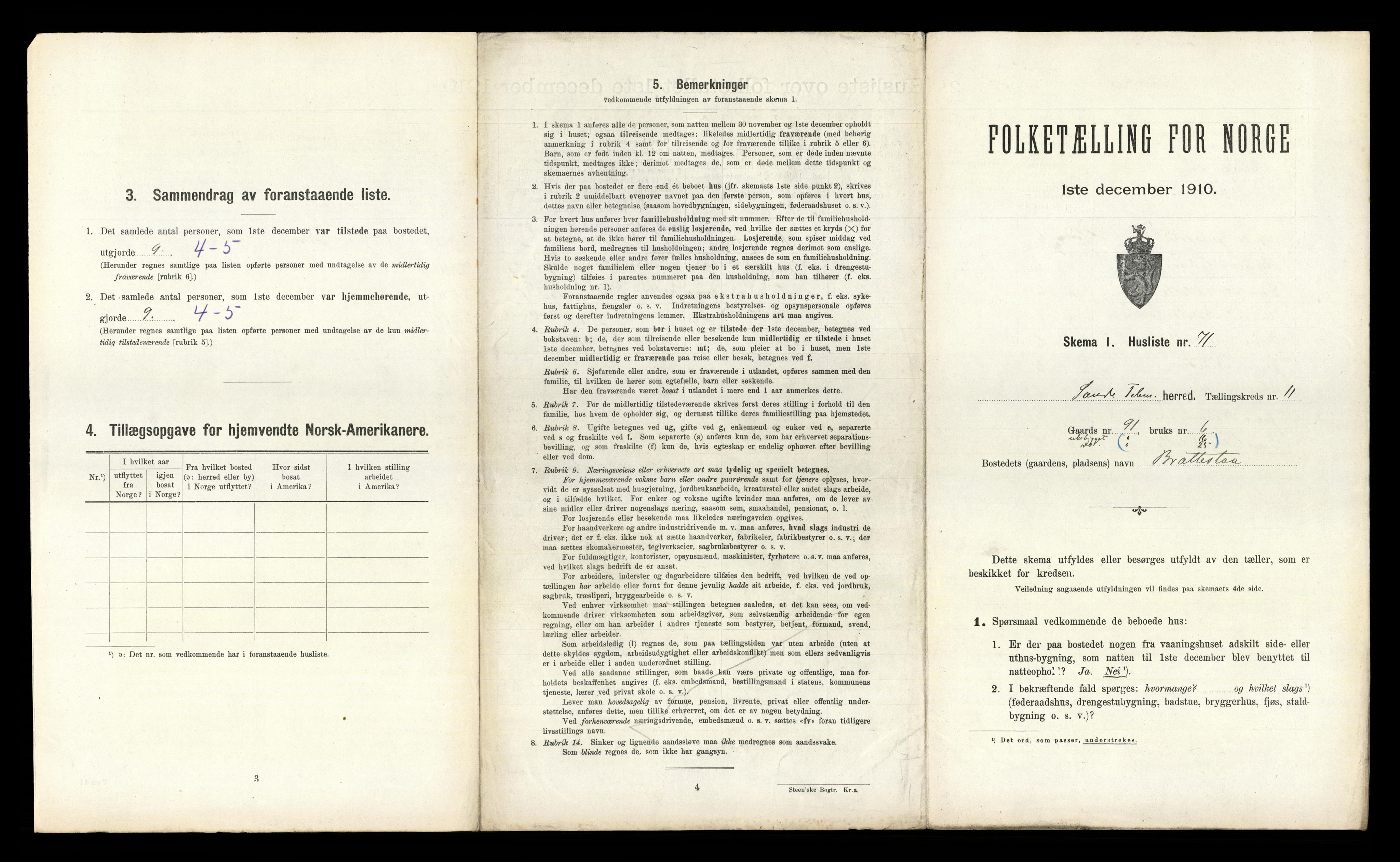 RA, 1910 census for Sauherad, 1910, p. 1285