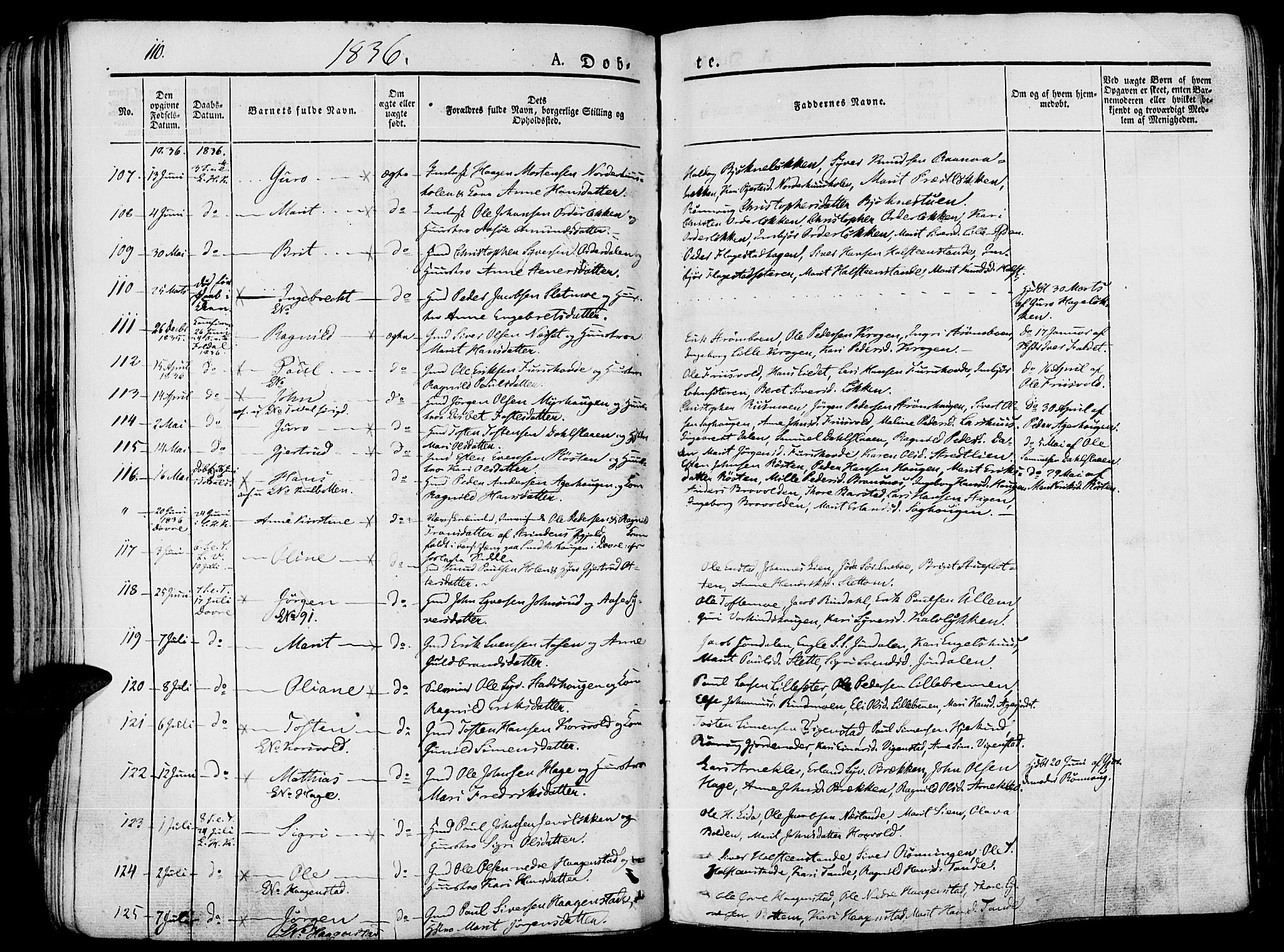 Lesja prestekontor, SAH/PREST-068/H/Ha/Haa/L0005: Parish register (official) no. 5, 1830-1842, p. 110