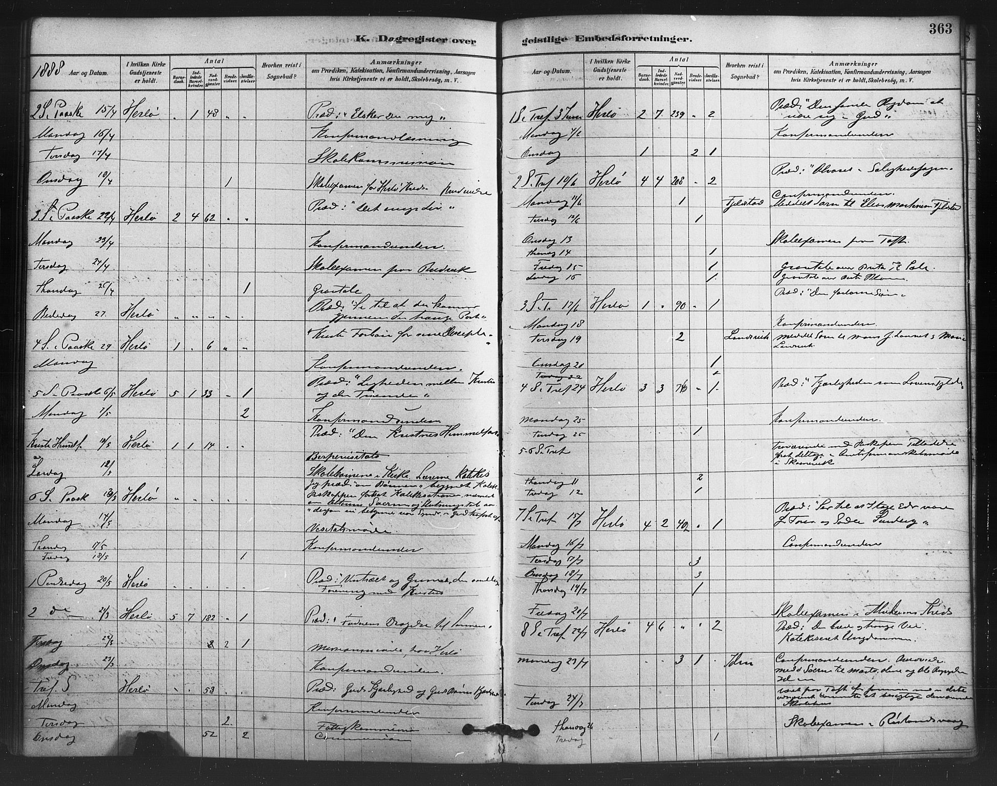 Herdla Sokneprestembete, AV/SAB-A-75701/H/Haa: Parish register (official) no. A 3, 1878-1890, p. 363