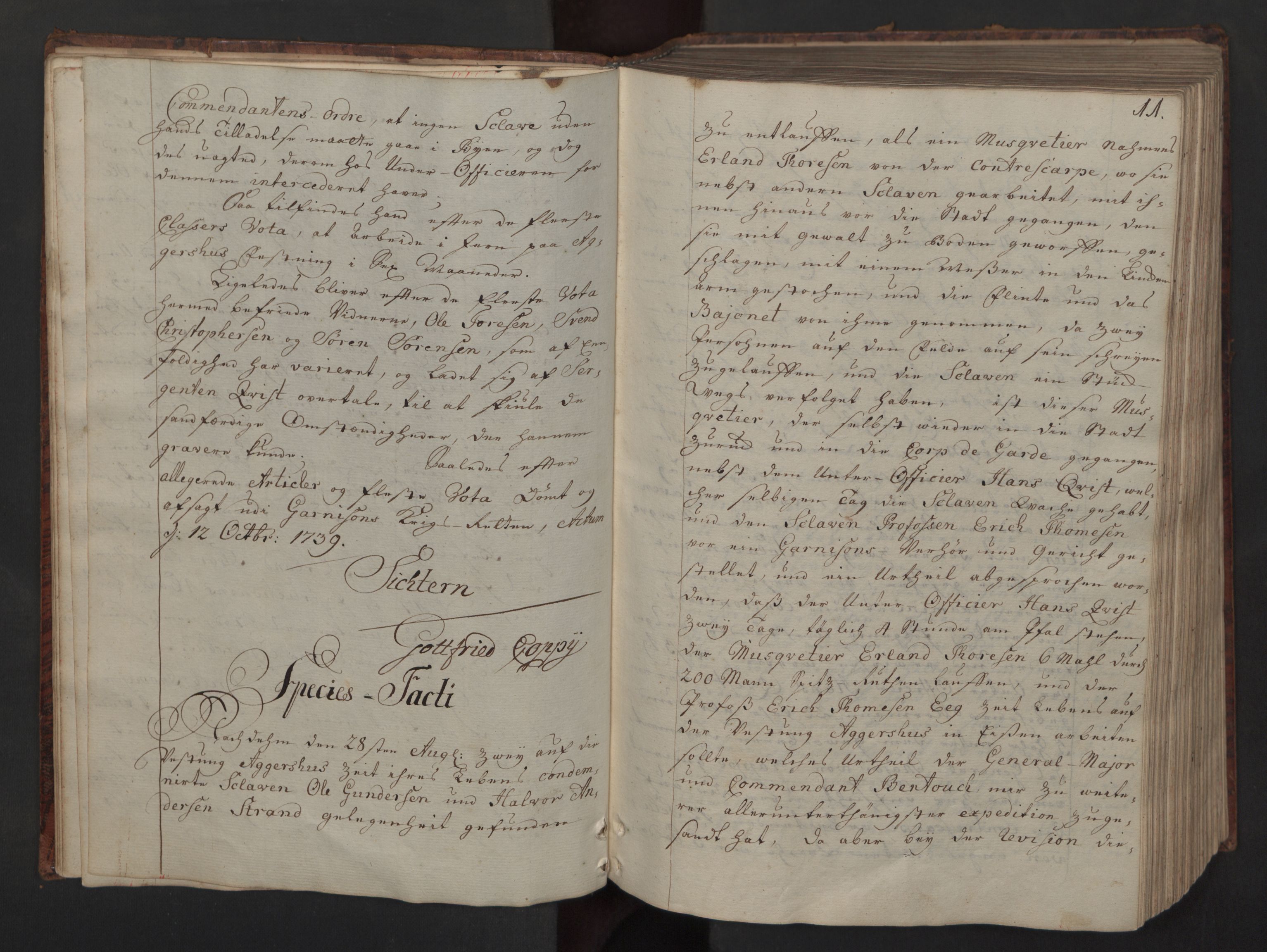 Forsvaret, Generalauditøren, AV/RA-RAFA-1772/F/Fg/Fga/L0010: Justitsprotokoller, 1739-1741, p. 10b-11a