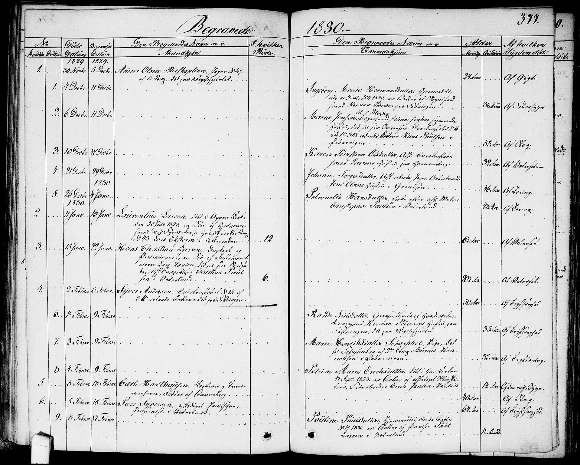 Garnisonsmenigheten Kirkebøker, SAO/A-10846/G/Ga/L0004: Parish register (copy) no. 4, 1828-1840, p. 377