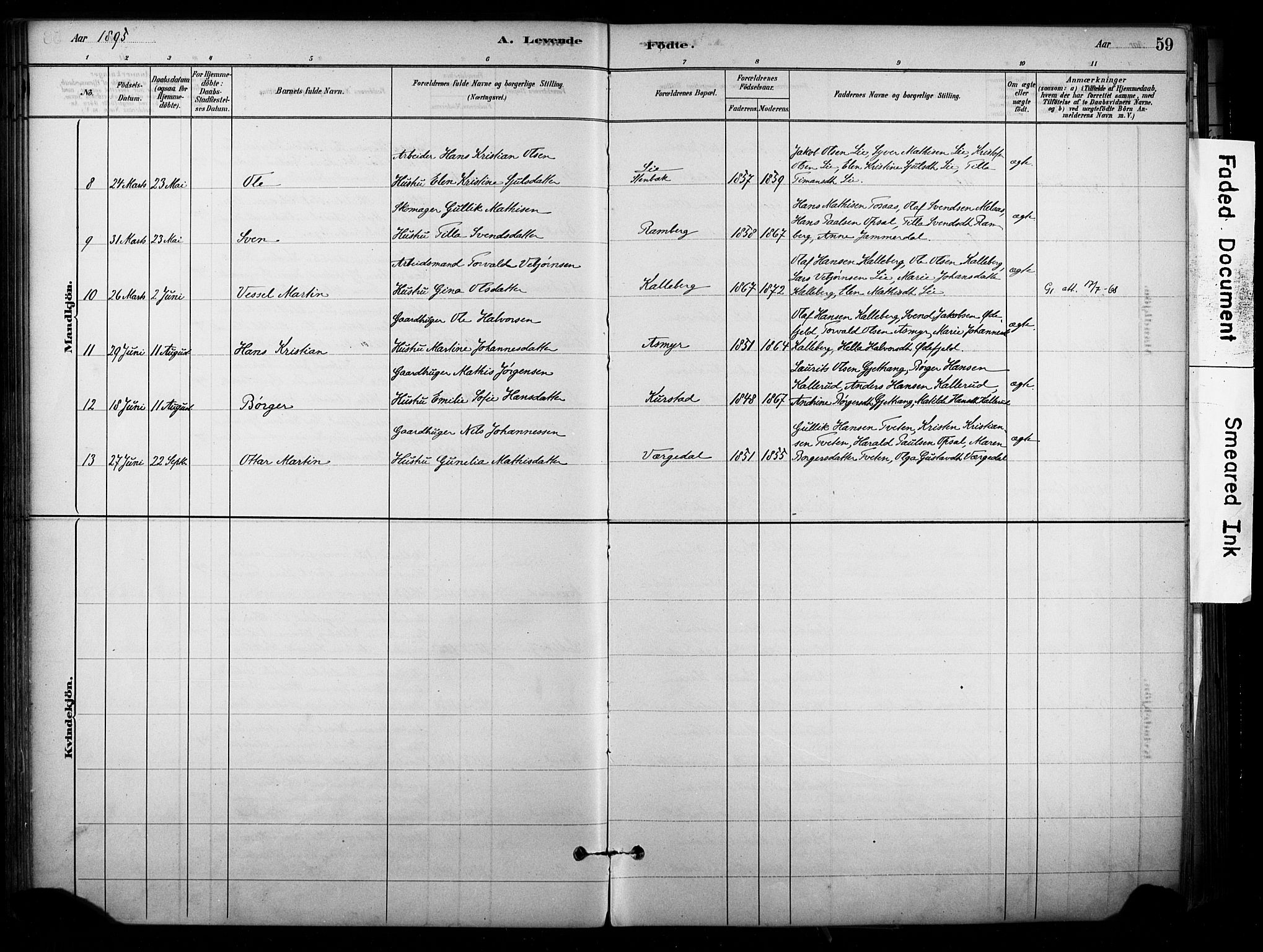 Lardal kirkebøker, AV/SAKO-A-350/F/Fb/L0001: Parish register (official) no. II 1, 1881-1911, p. 59