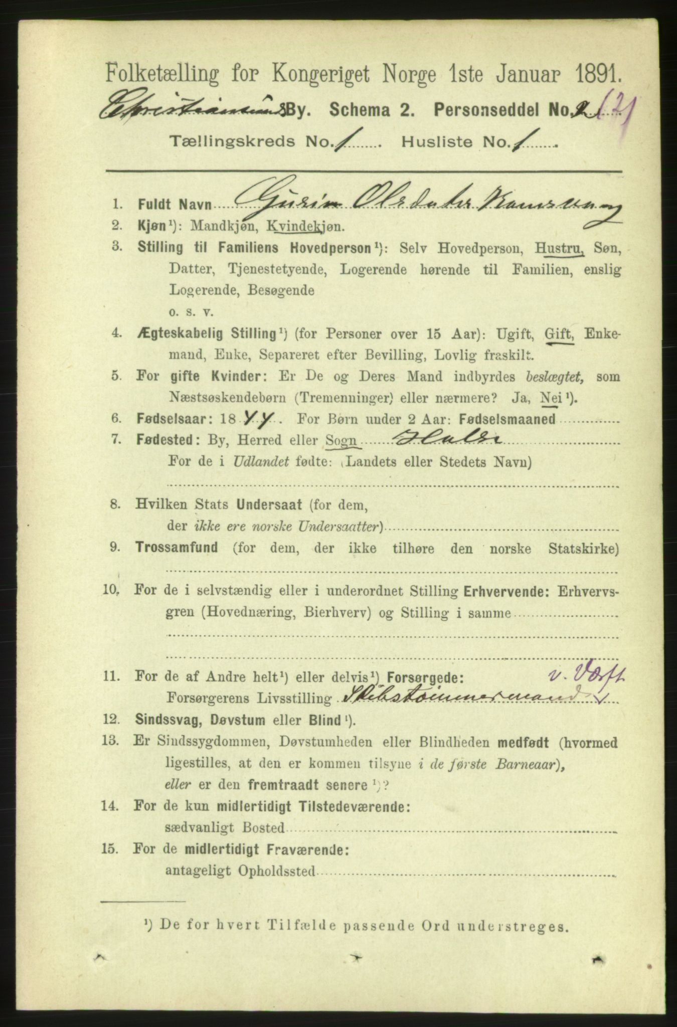 RA, 1891 census for 1503 Kristiansund, 1891, p. 2018