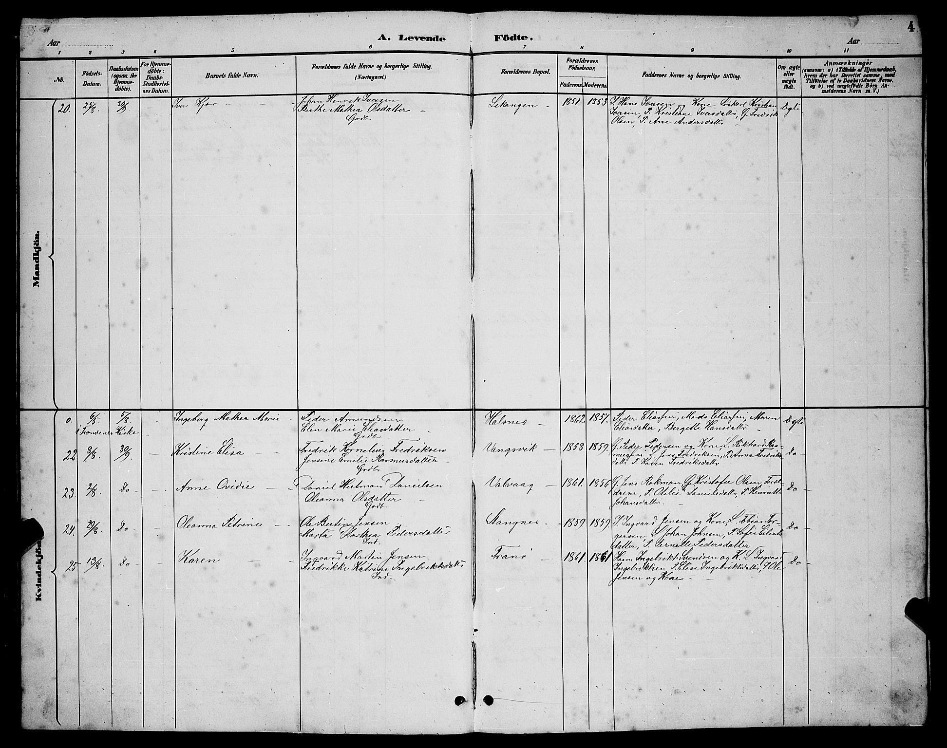 Tranøy sokneprestkontor, AV/SATØ-S-1313/I/Ia/Iab/L0004klokker: Parish register (copy) no. 4, 1888-1901, p. 4