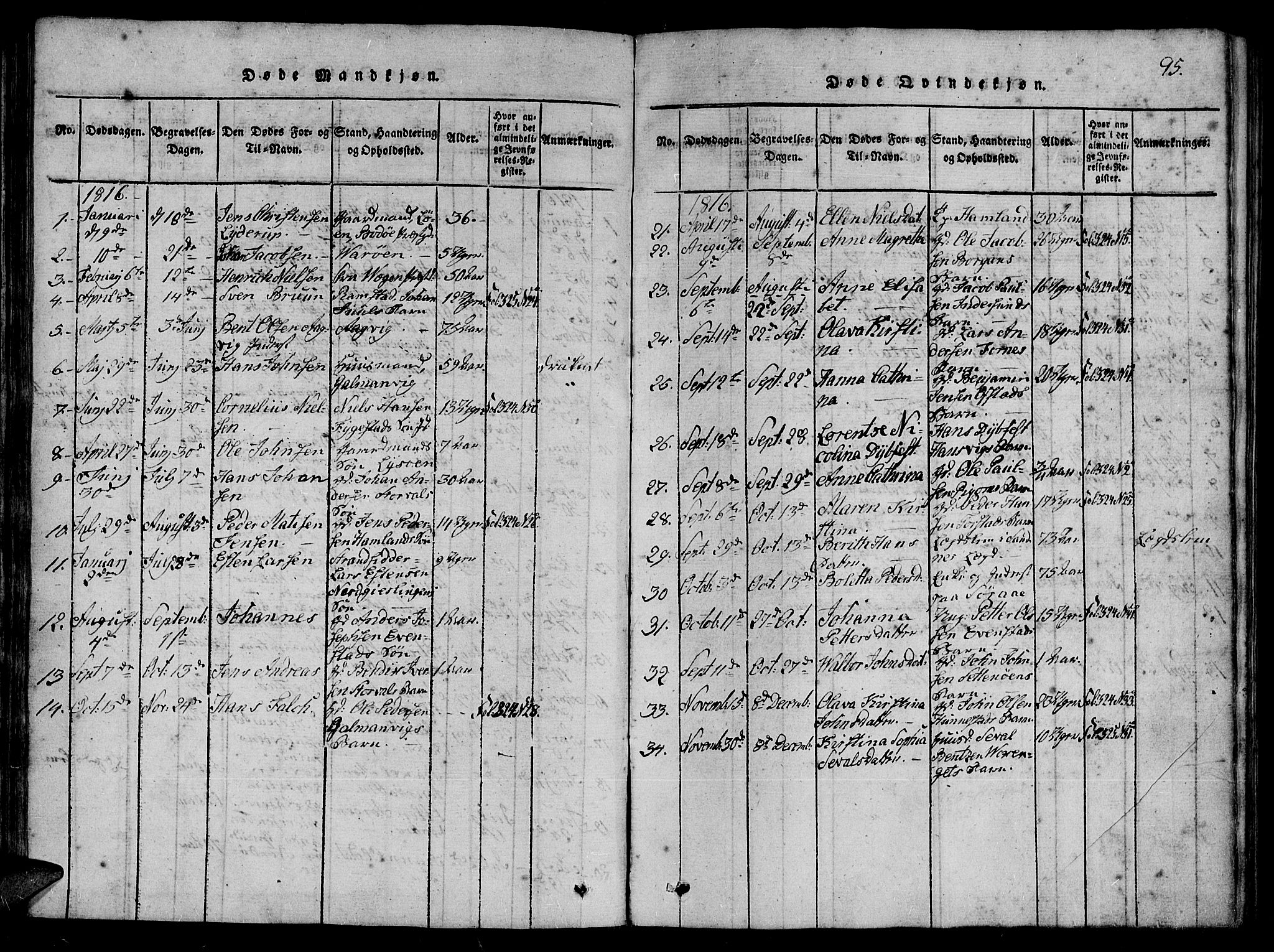 Ministerialprotokoller, klokkerbøker og fødselsregistre - Nord-Trøndelag, AV/SAT-A-1458/784/L0667: Parish register (official) no. 784A03 /1, 1816-1829, p. 95