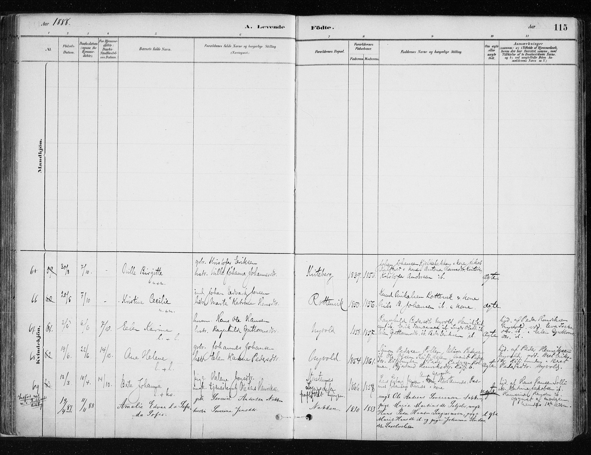 Lyngen sokneprestembete, AV/SATØ-S-1289/H/He/Hea/L0007kirke: Parish register (official) no. 7, 1879-1890, p. 115