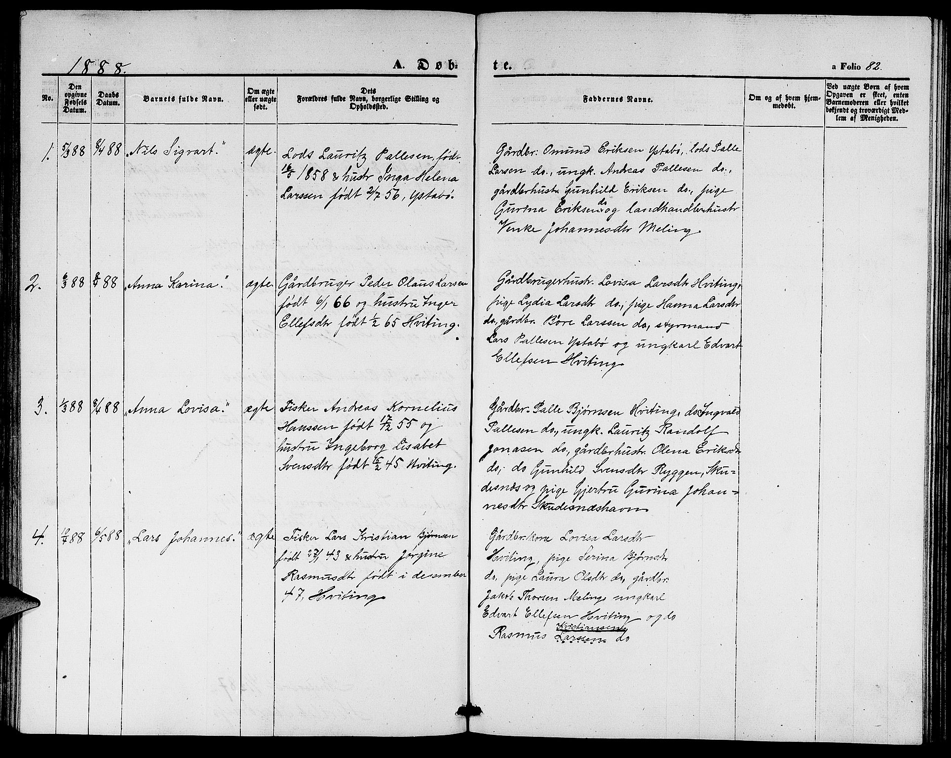 Rennesøy sokneprestkontor, SAST/A -101827/H/Ha/Hab/L0003: Parish register (copy) no. B 3, 1855-1888, p. 82