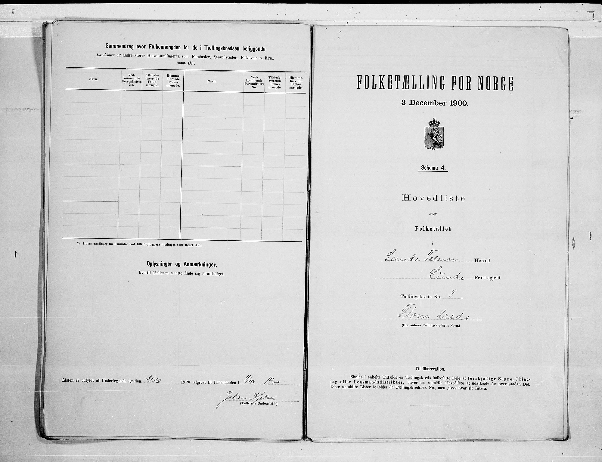 SAKO, 1900 census for Lunde, 1900, p. 18