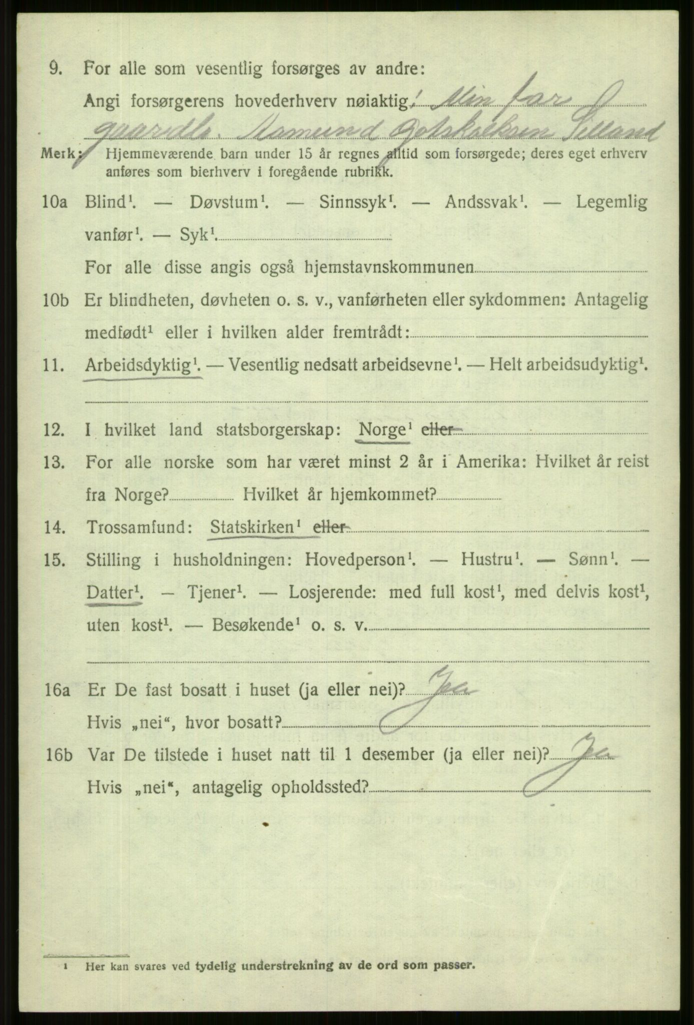 SAB, 1920 census for Vossestrand, 1920, p. 4235