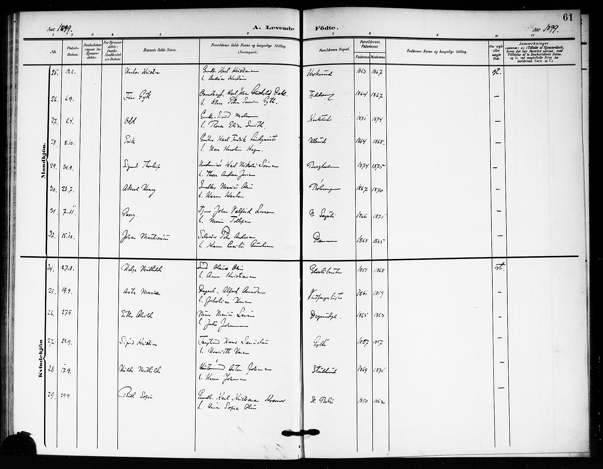 Drøbak prestekontor Kirkebøker, AV/SAO-A-10142a/F/Fc/L0001: Parish register (official) no. III 1, 1871-1900, p. 61