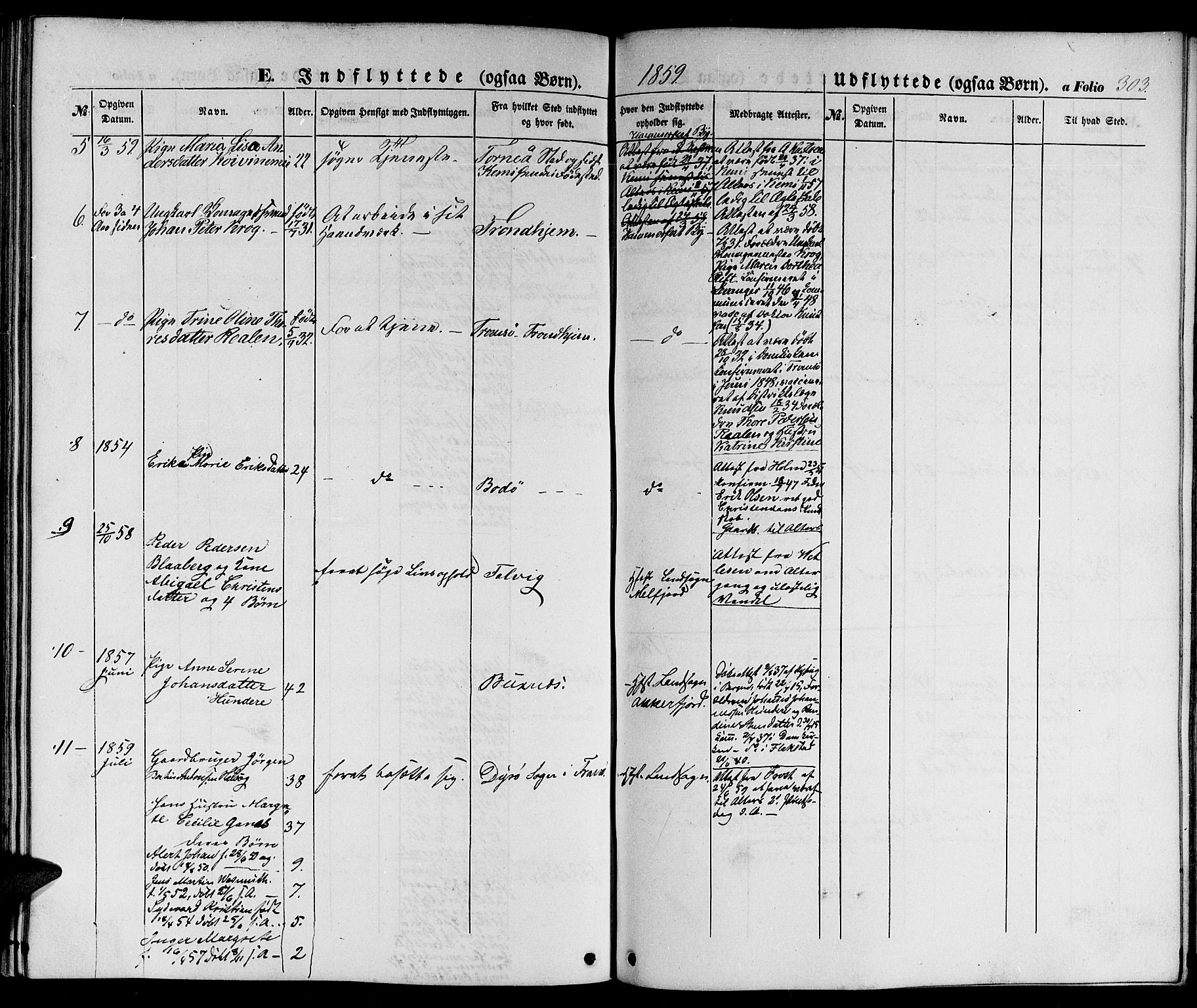 Hammerfest sokneprestkontor, AV/SATØ-S-1347/H/Hb/L0002.klokk: Parish register (copy) no. 2, 1851-1861, p. 303