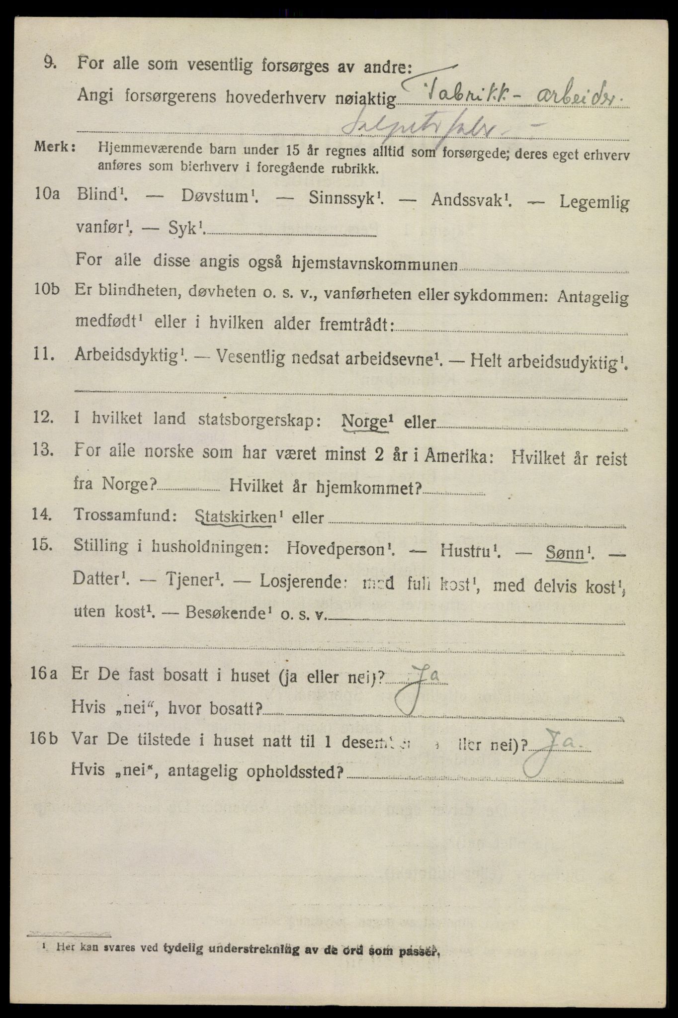 SAKO, 1920 census for Tyristrand, 1920, p. 1247