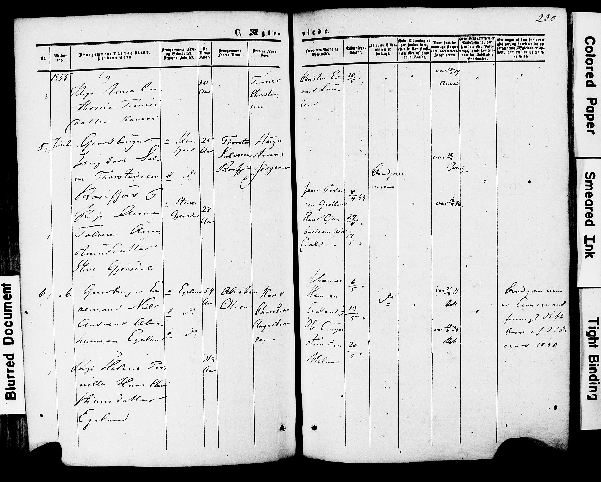 Herad sokneprestkontor, SAK/1111-0018/F/Fa/Faa/L0005: Parish register (official) no. A 5, 1853-1886, p. 220