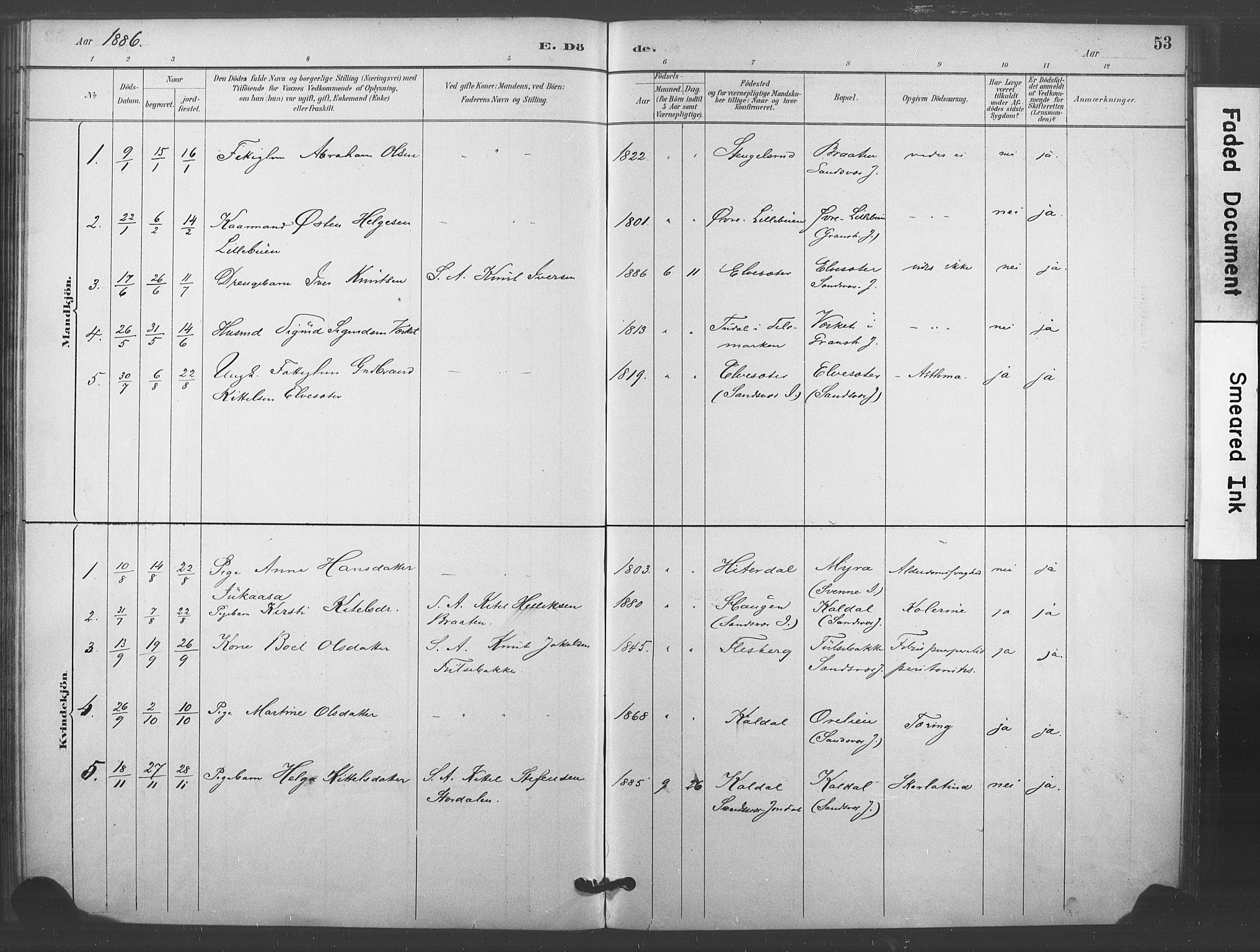Kongsberg kirkebøker, SAKO/A-22/F/Fc/L0001: Parish register (official) no. III 1, 1883-1897, p. 53