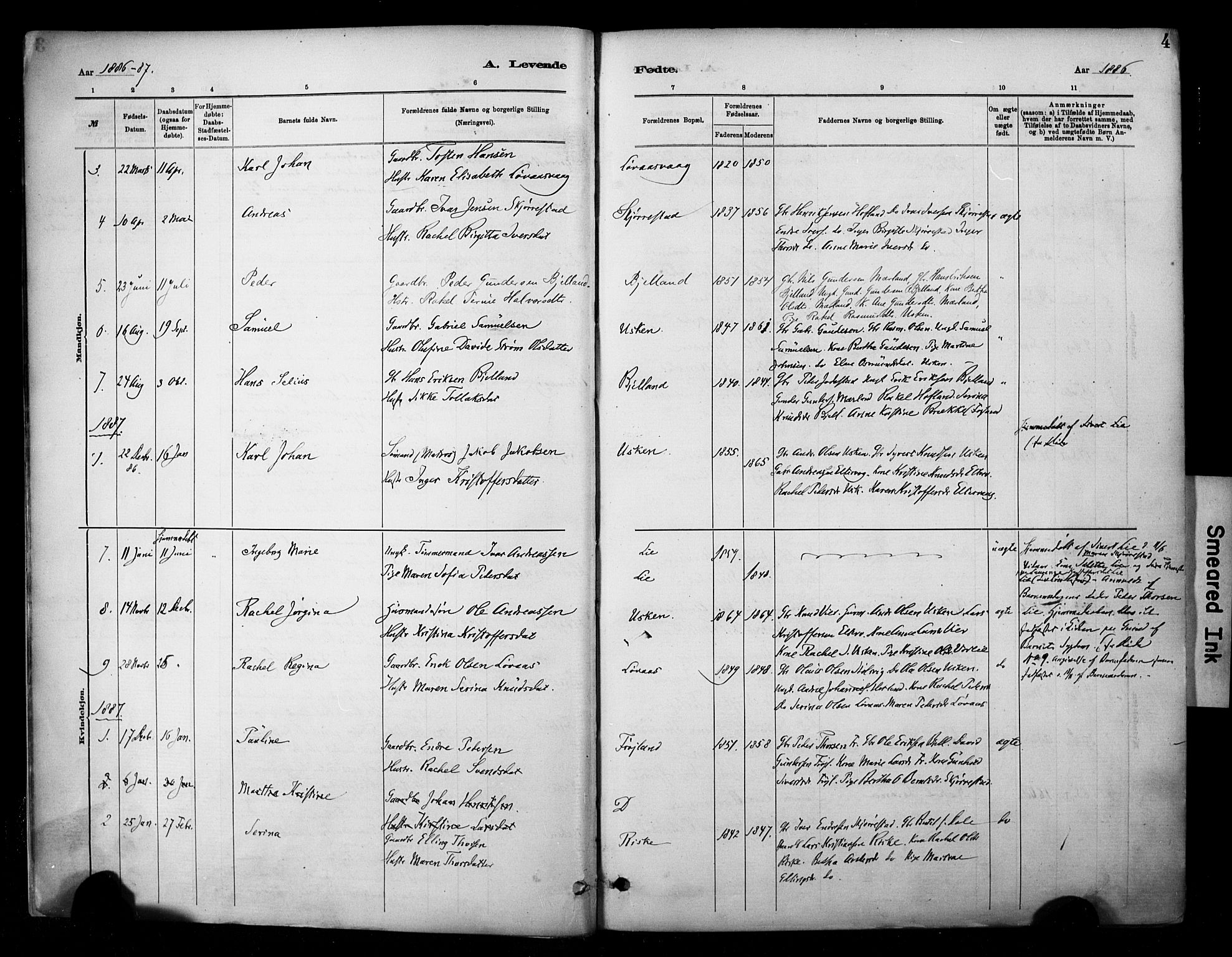Hetland sokneprestkontor, SAST/A-101826/30/30BA/L0010: Parish register (official) no. A 10, 1882-1925, p. 4