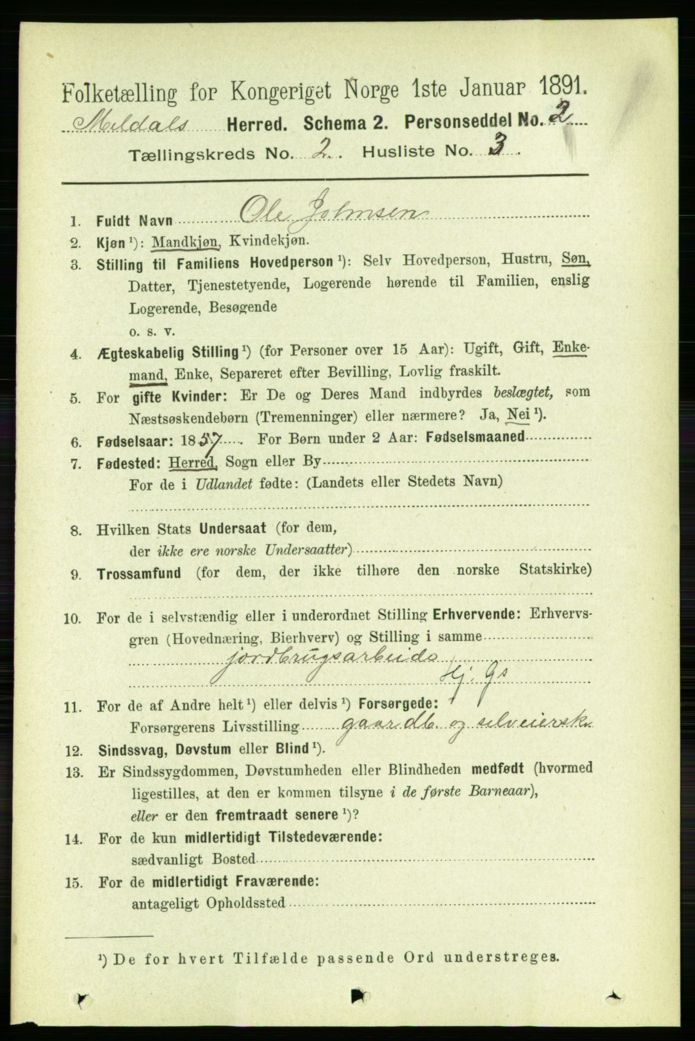 RA, 1891 census for 1636 Meldal, 1891, p. 1073