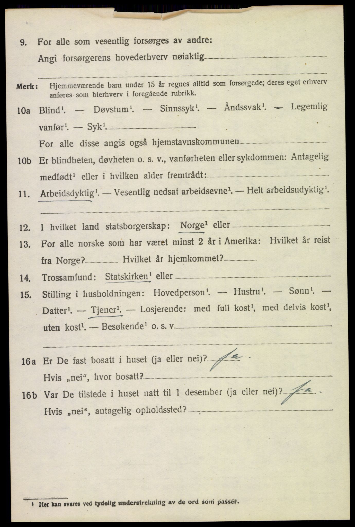 SAH, 1920 census for Fåberg, 1920, p. 9549