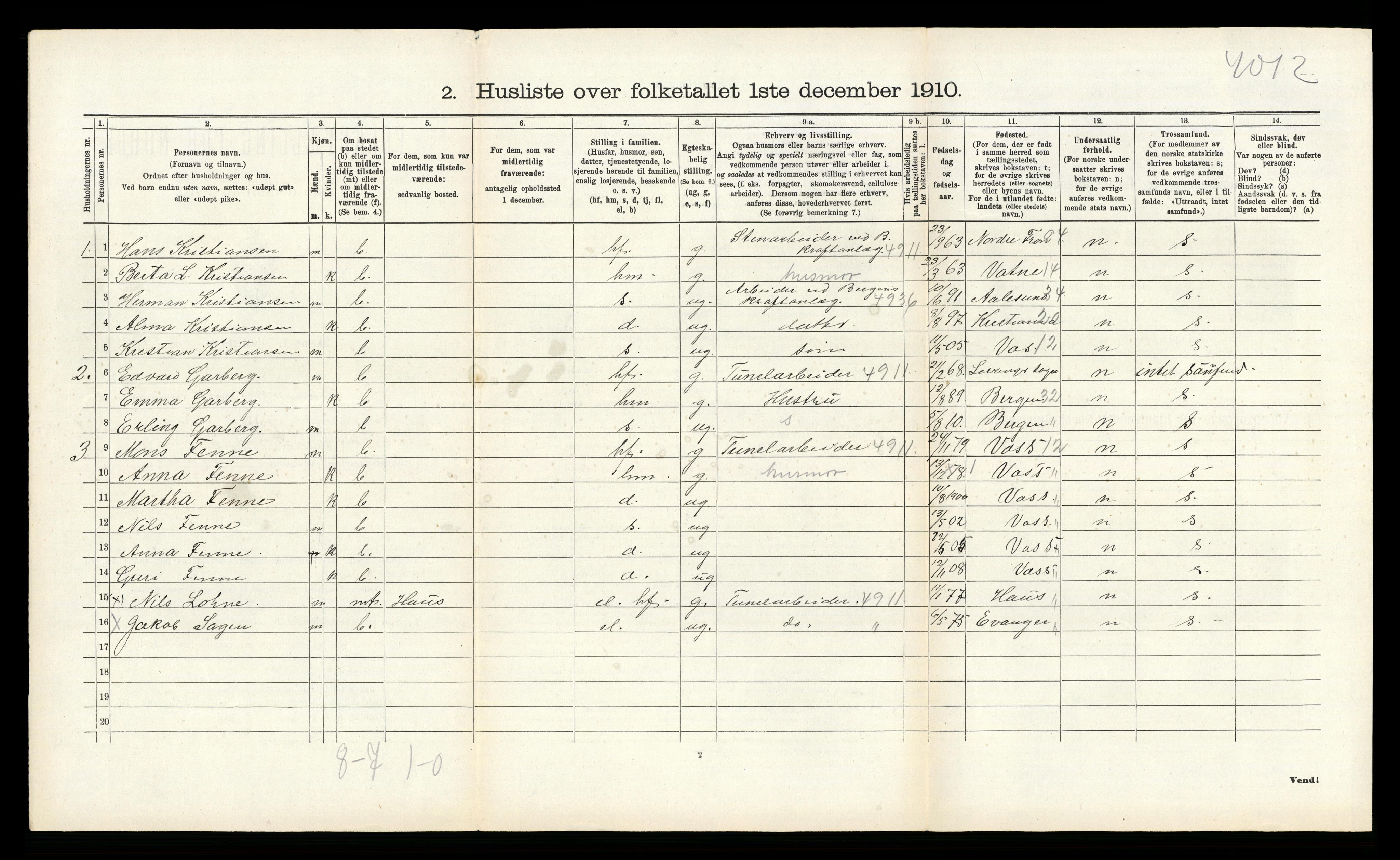 RA, 1910 census for Samnanger, 1910, p. 804