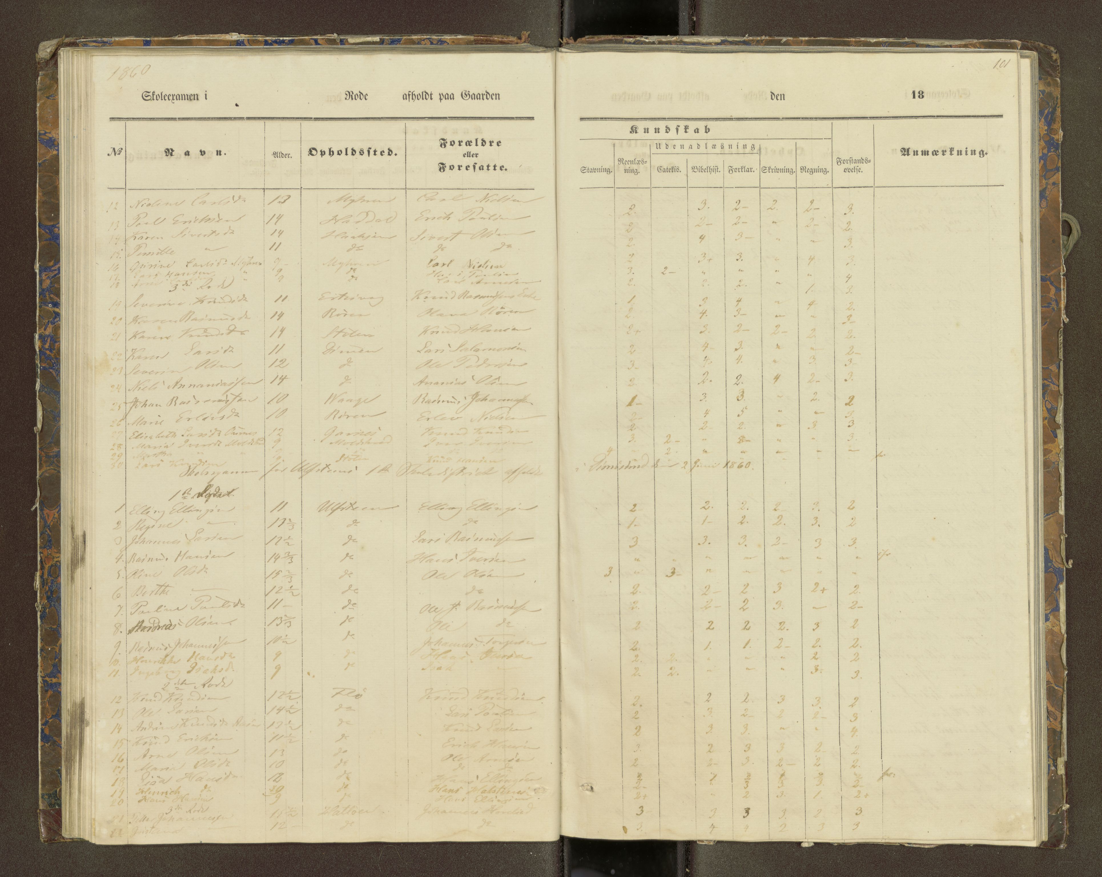 Ulstein sokneprestkontor, AV/SAT-A-1005/1/III/III2/III2f/L0001: Skoleeksamensprotokoll, 1850-1861, p. 101