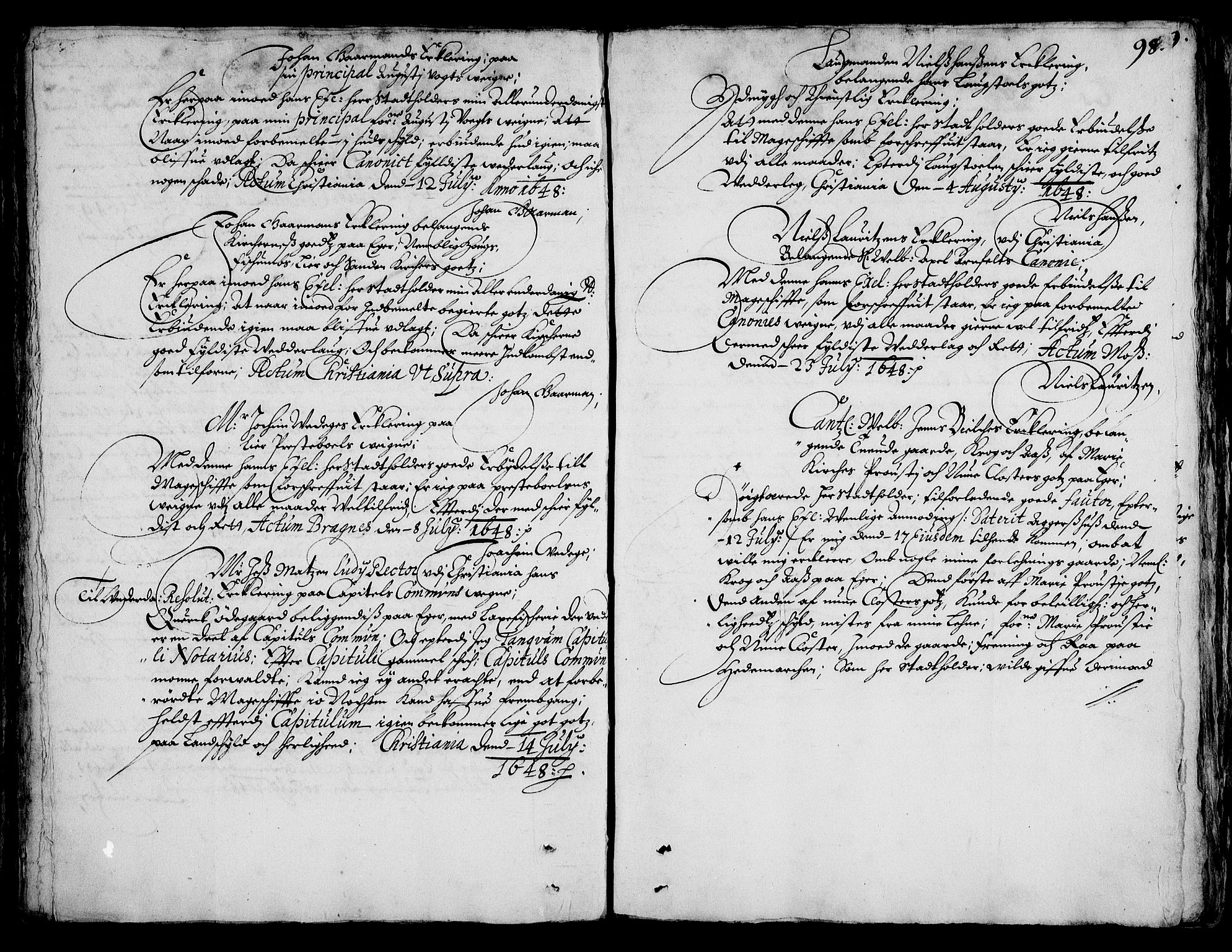 Rentekammeret inntil 1814, Realistisk ordnet avdeling, AV/RA-EA-4070/On/L0001/0002: Statens gods / [Jj 2]: Jordebok og forklaring over atkomstene til Hannibal Sehesteds gods, 1651, p. 97b-98a