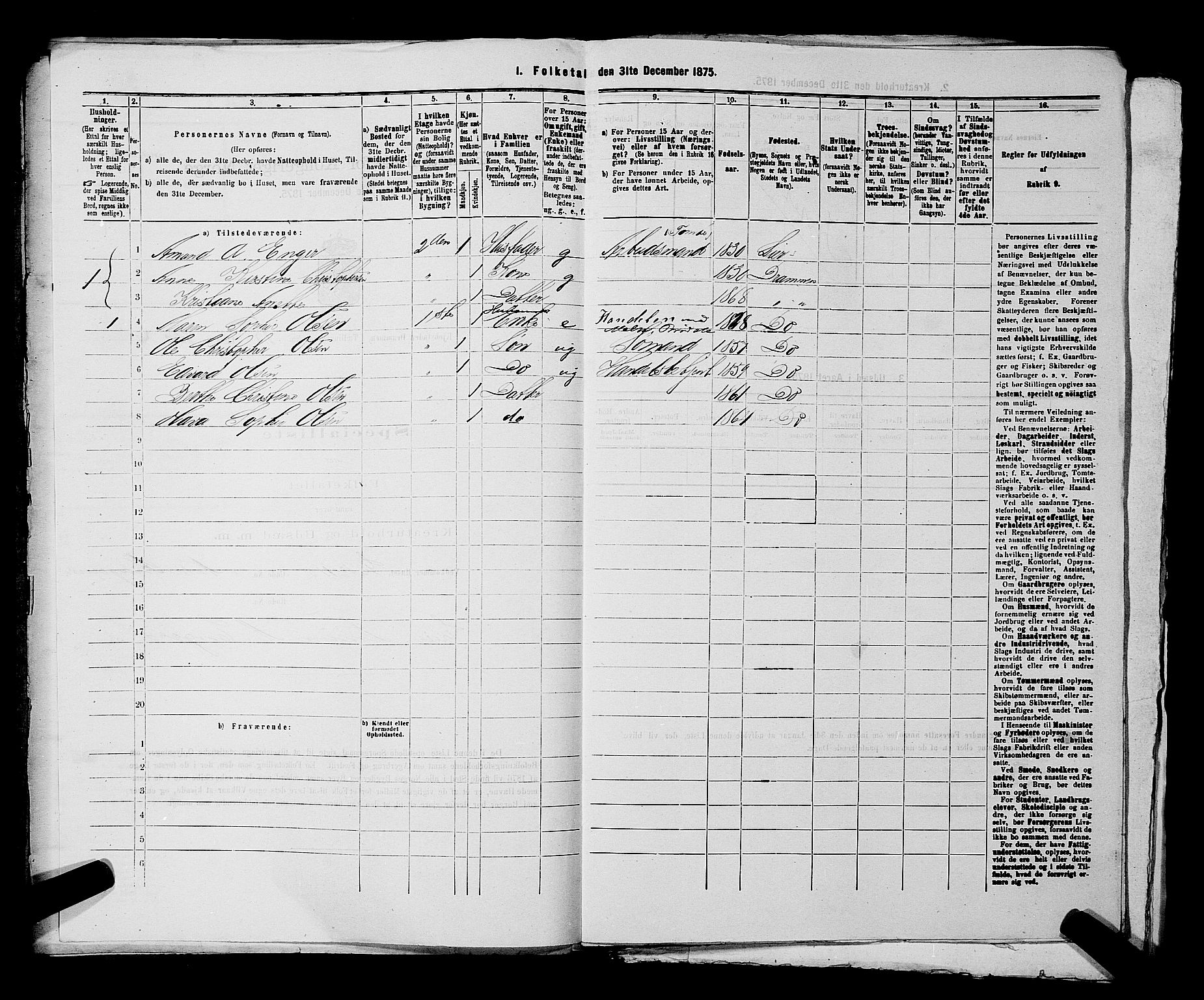 SAKO, 1875 census for 0602 Drammen, 1875, p. 1752