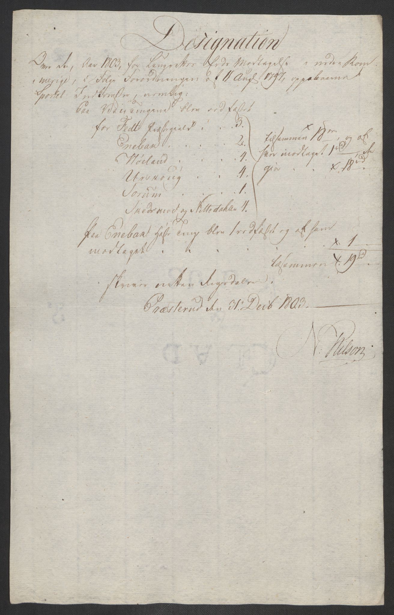 Rentekammeret inntil 1814, Reviderte regnskaper, Fogderegnskap, RA/EA-4092/R11/L0679: Fogderegnskap Nedre Romerike, 1803, p. 273