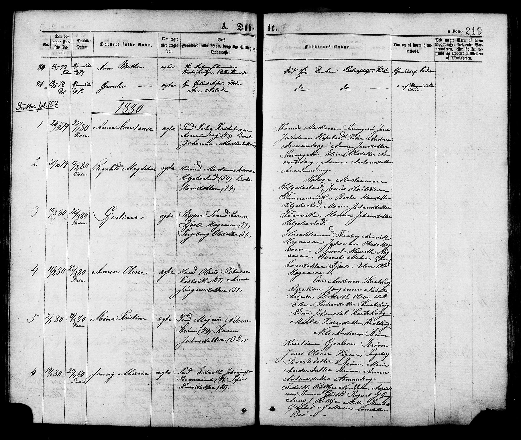 Ministerialprotokoller, klokkerbøker og fødselsregistre - Sør-Trøndelag, AV/SAT-A-1456/634/L0532: Parish register (official) no. 634A08, 1871-1881, p. 219