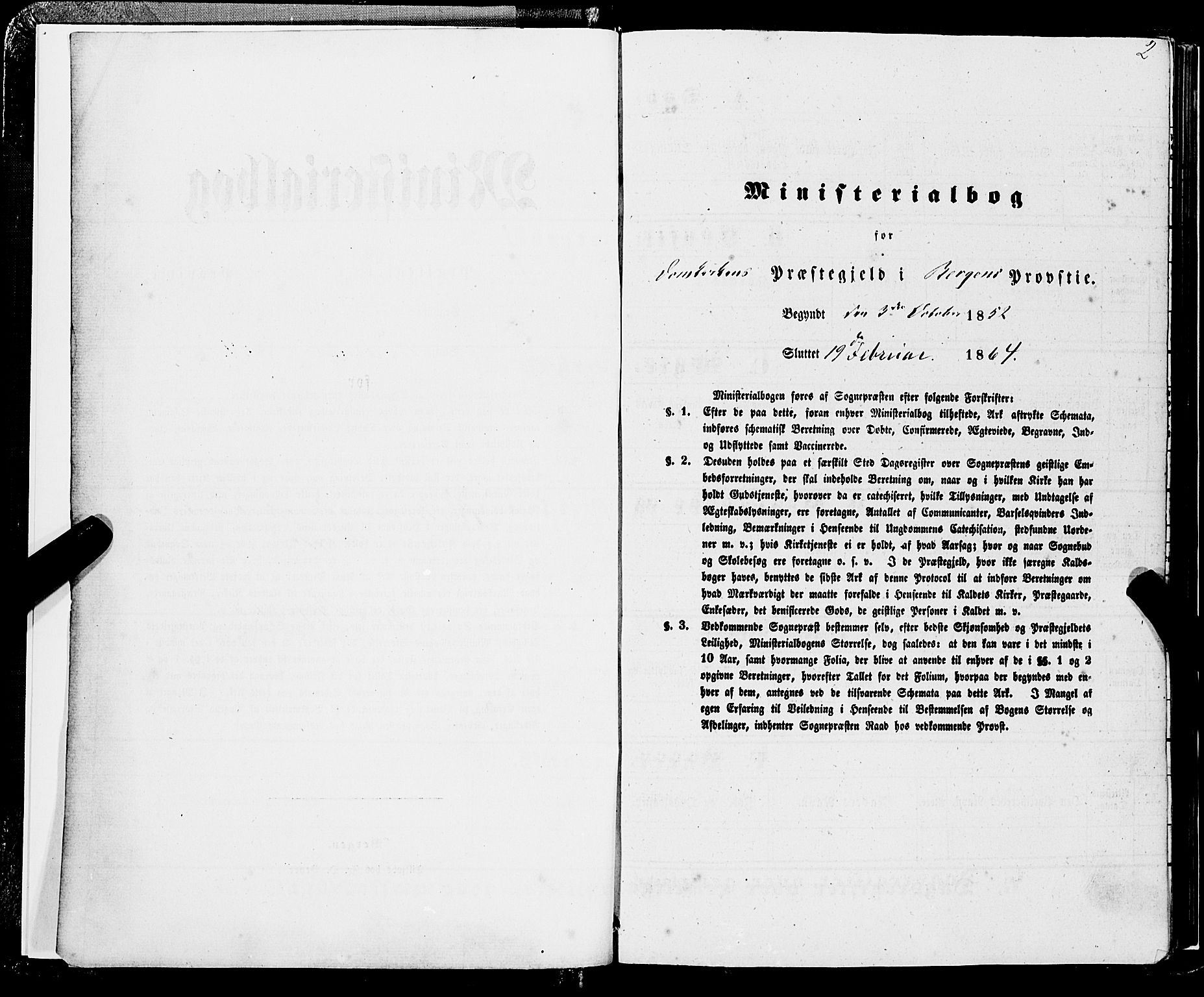 Domkirken sokneprestembete, SAB/A-74801/H/Haa/L0028: Parish register (official) no. C 3, 1852-1864, p. 2