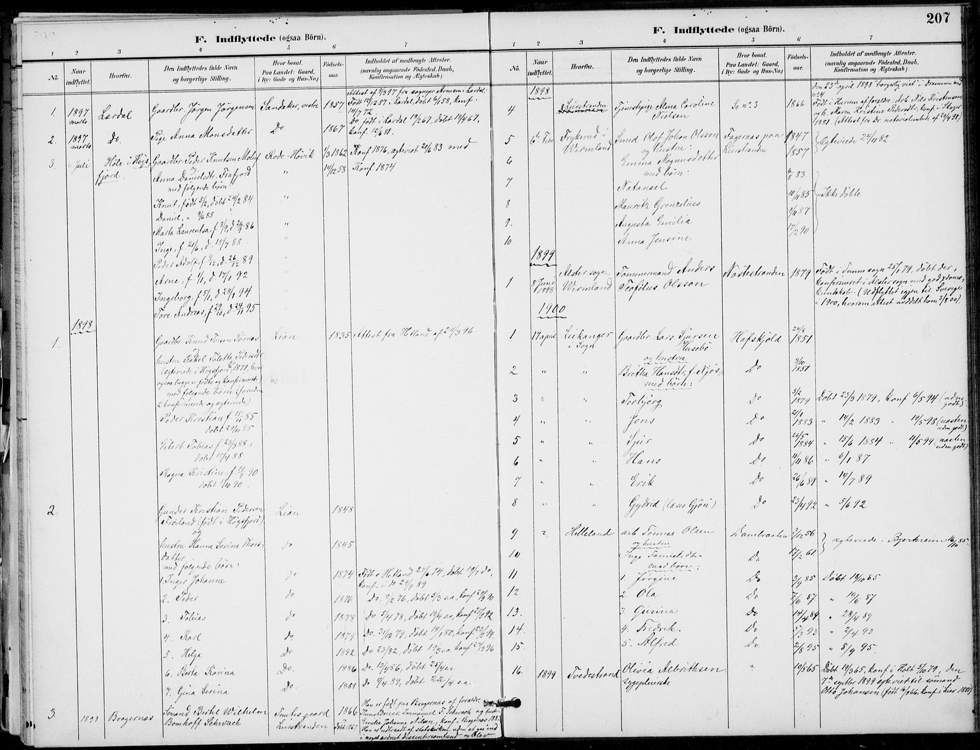 Lier kirkebøker, AV/SAKO-A-230/F/Fa/L0016: Parish register (official) no. I 16, 1895-1900, p. 207