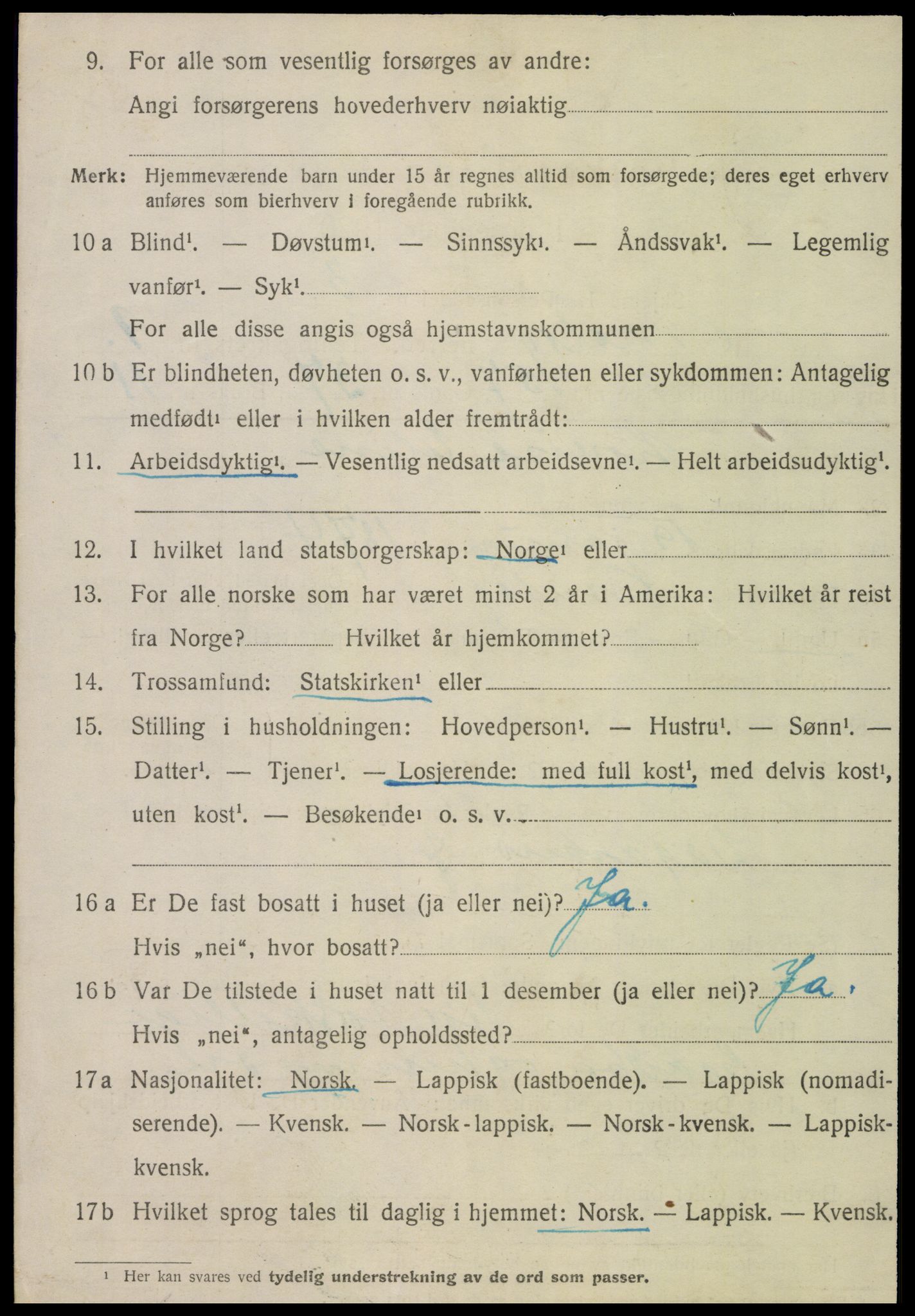 SAT, 1920 census for Meløy, 1920, p. 5166