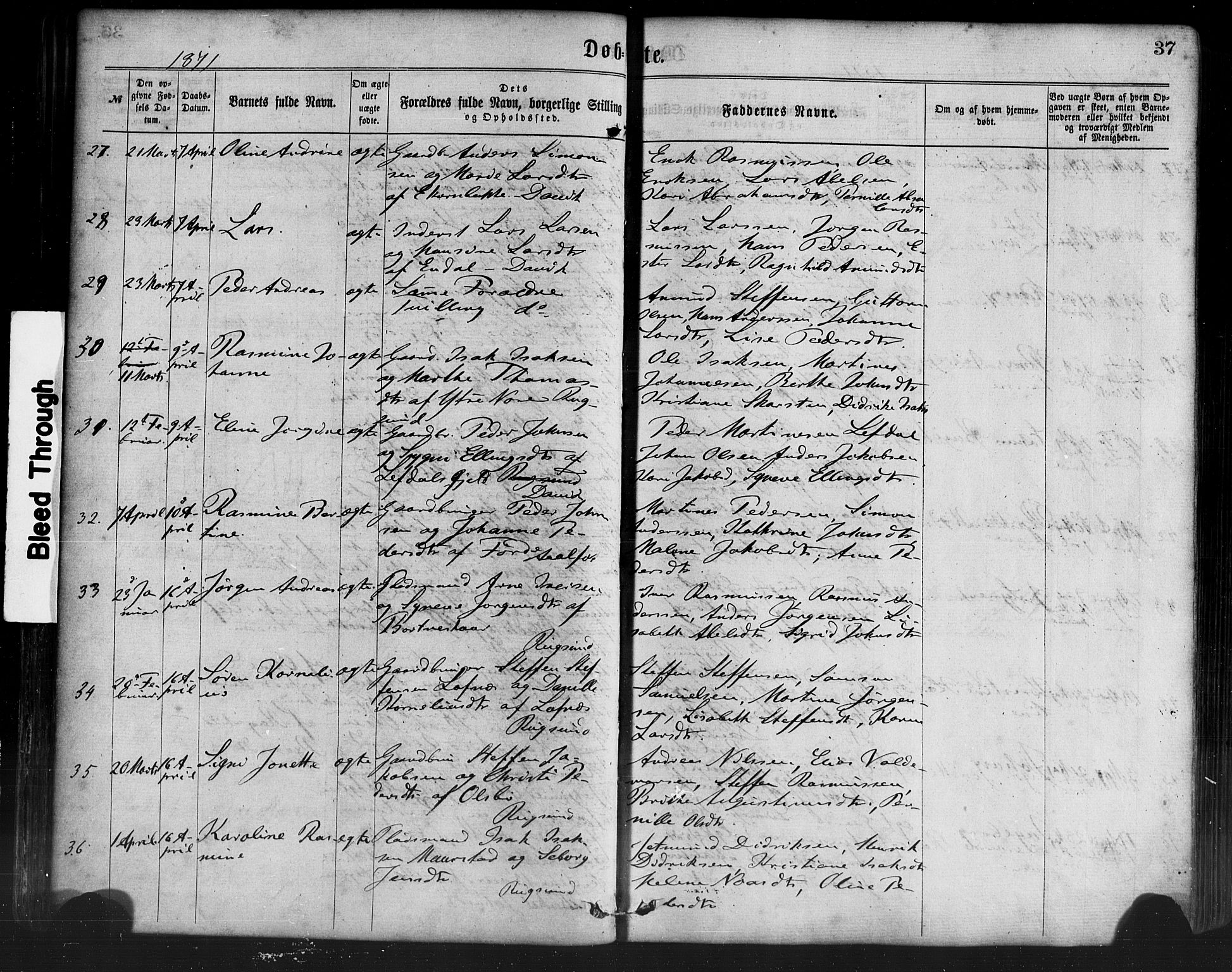 Davik sokneprestembete, SAB/A-79701/H/Haa/Haaa/L0006: Parish register (official) no. A 6, 1867-1881, p. 37