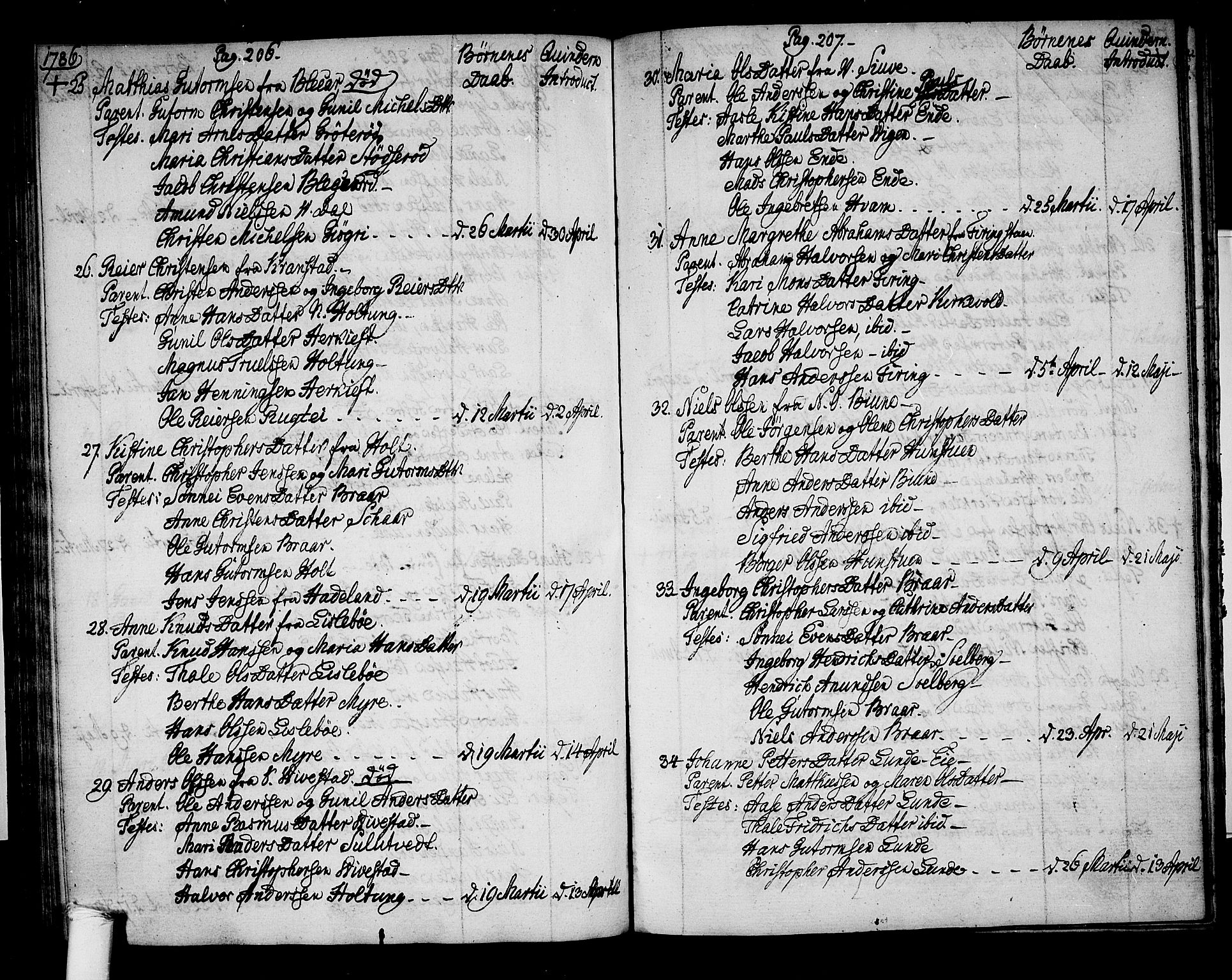 Ramnes kirkebøker, AV/SAKO-A-314/F/Fa/L0002: Parish register (official) no. I 2, 1773-1790, p. 206-207