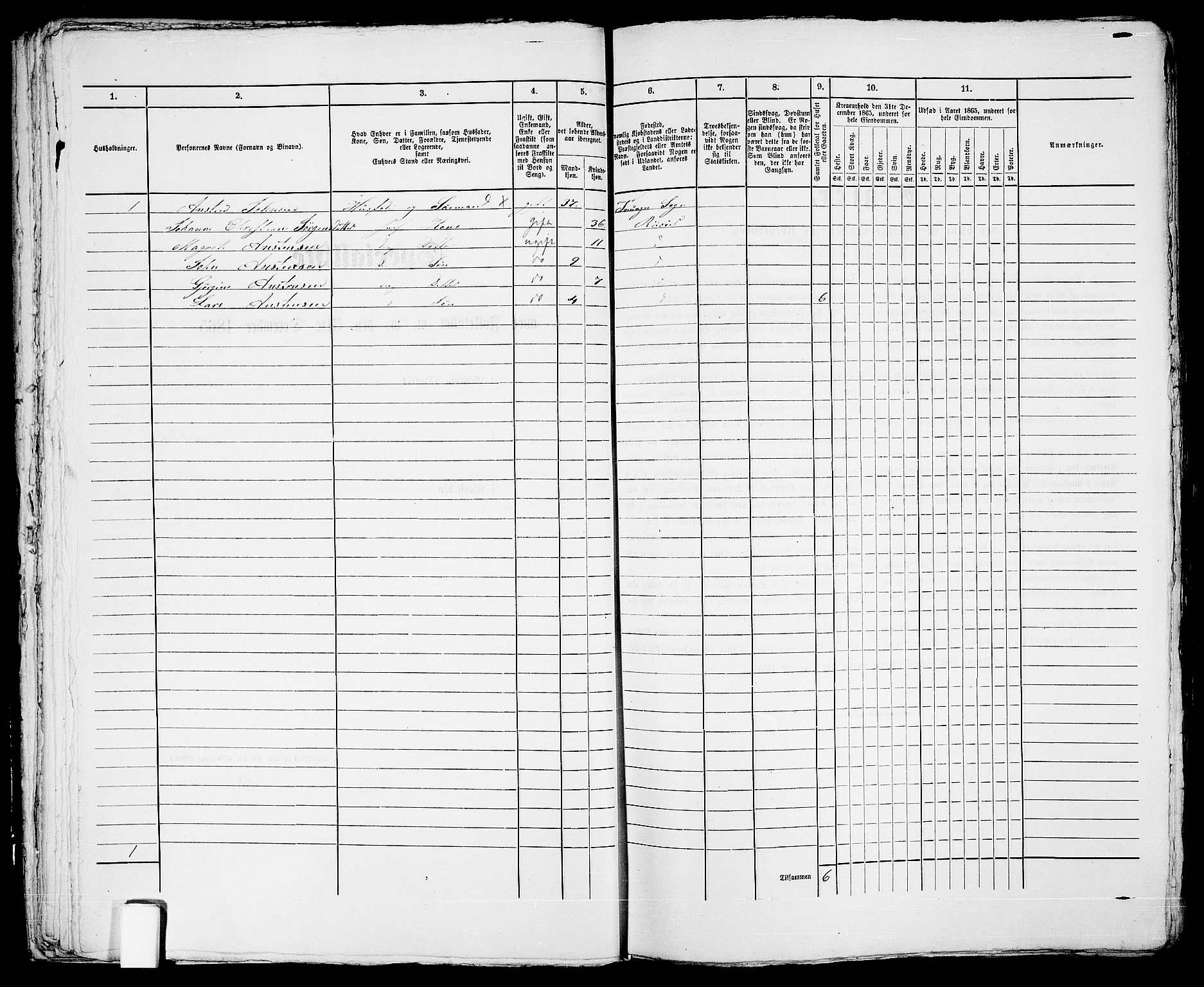 RA, 1865 census for Risør/Risør, 1865, p. 384