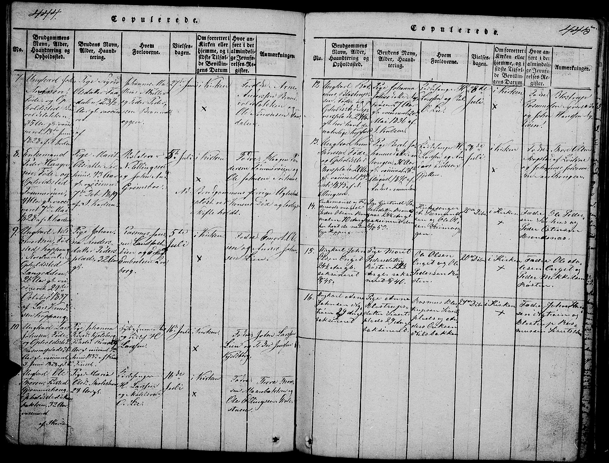 Tynset prestekontor, SAH/PREST-058/H/Ha/Hab/L0002: Parish register (copy) no. 2, 1814-1862, p. 444-445