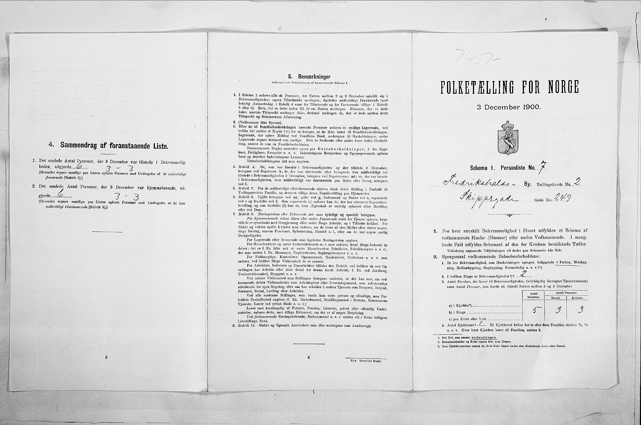 SAO, 1900 census for Fredrikshald, 1900