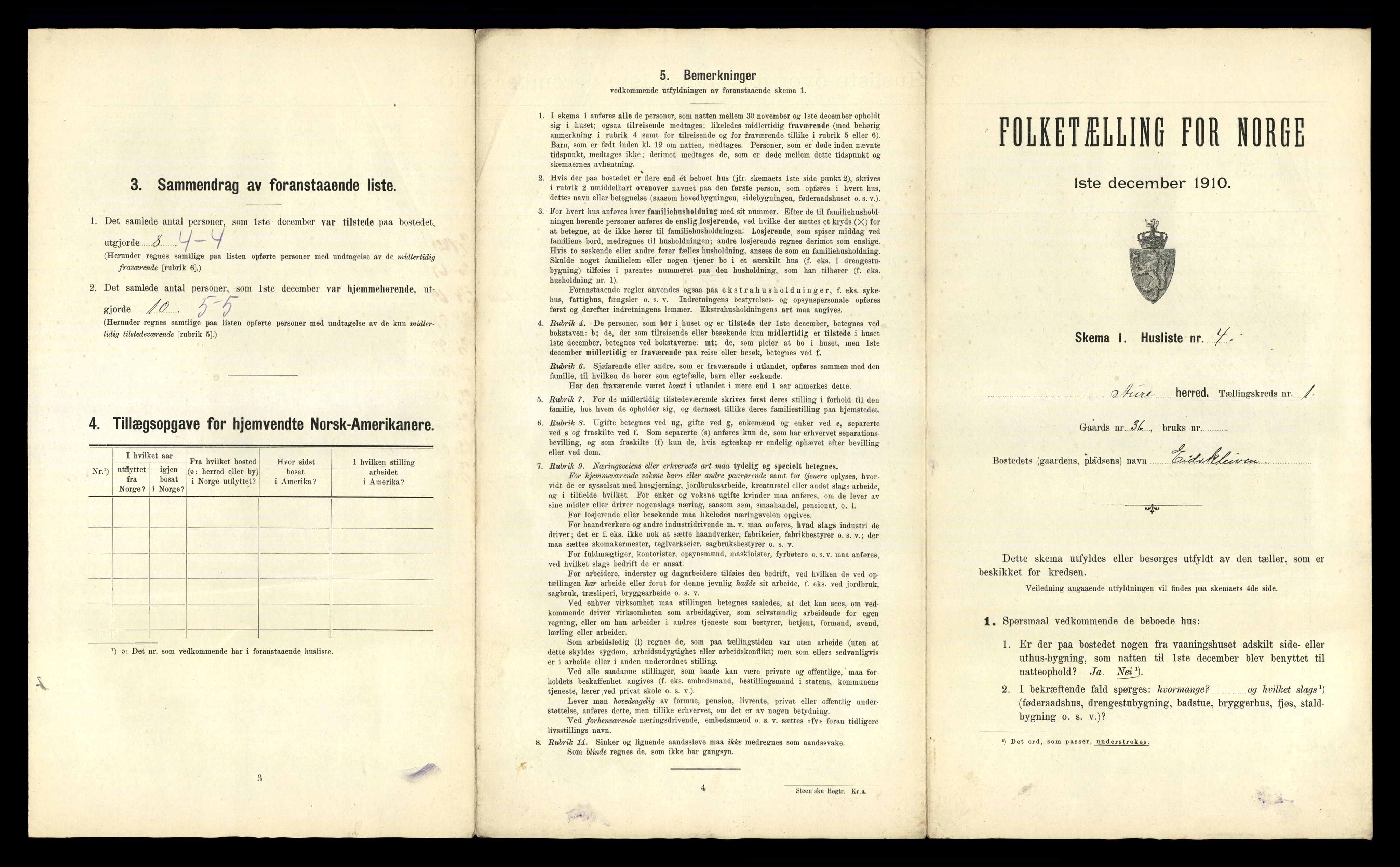 RA, 1910 census for Aure, 1910, p. 42