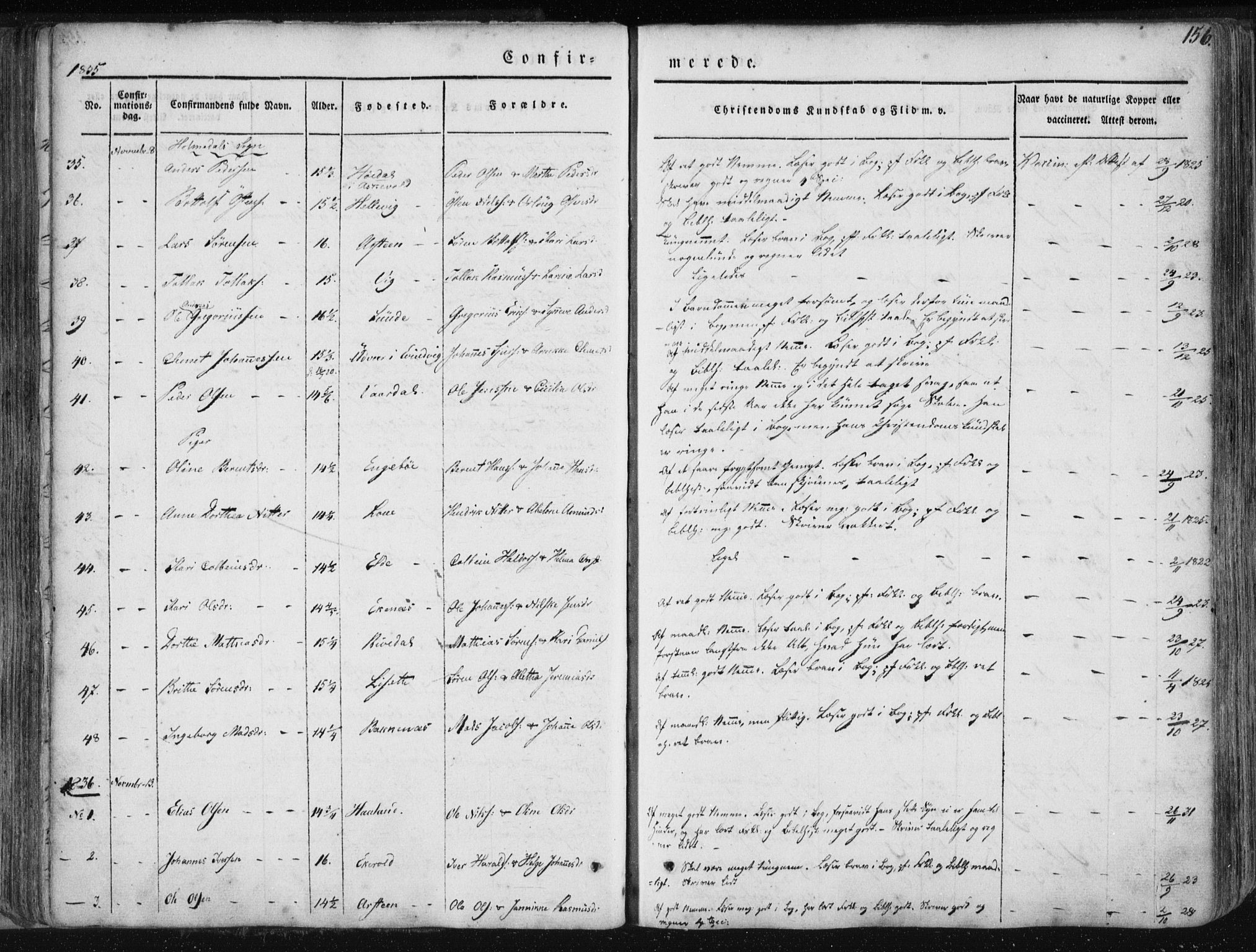 Fjaler sokneprestembete, AV/SAB-A-79801/H/Haa/Haaa/L0006: Parish register (official) no. A 6, 1835-1884, p. 156