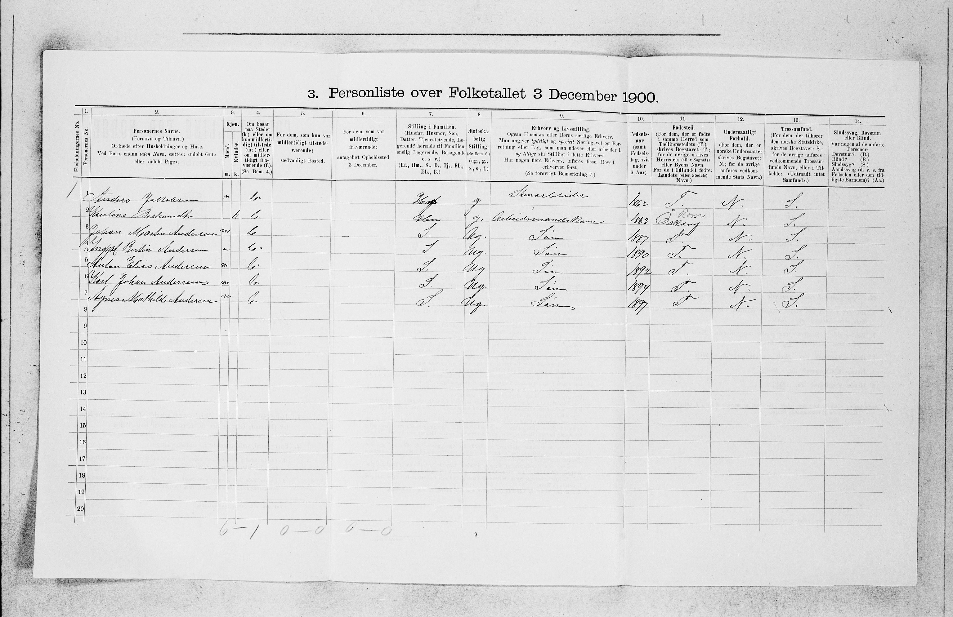 SAB, 1900 census for Askøy, 1900, p. 1301